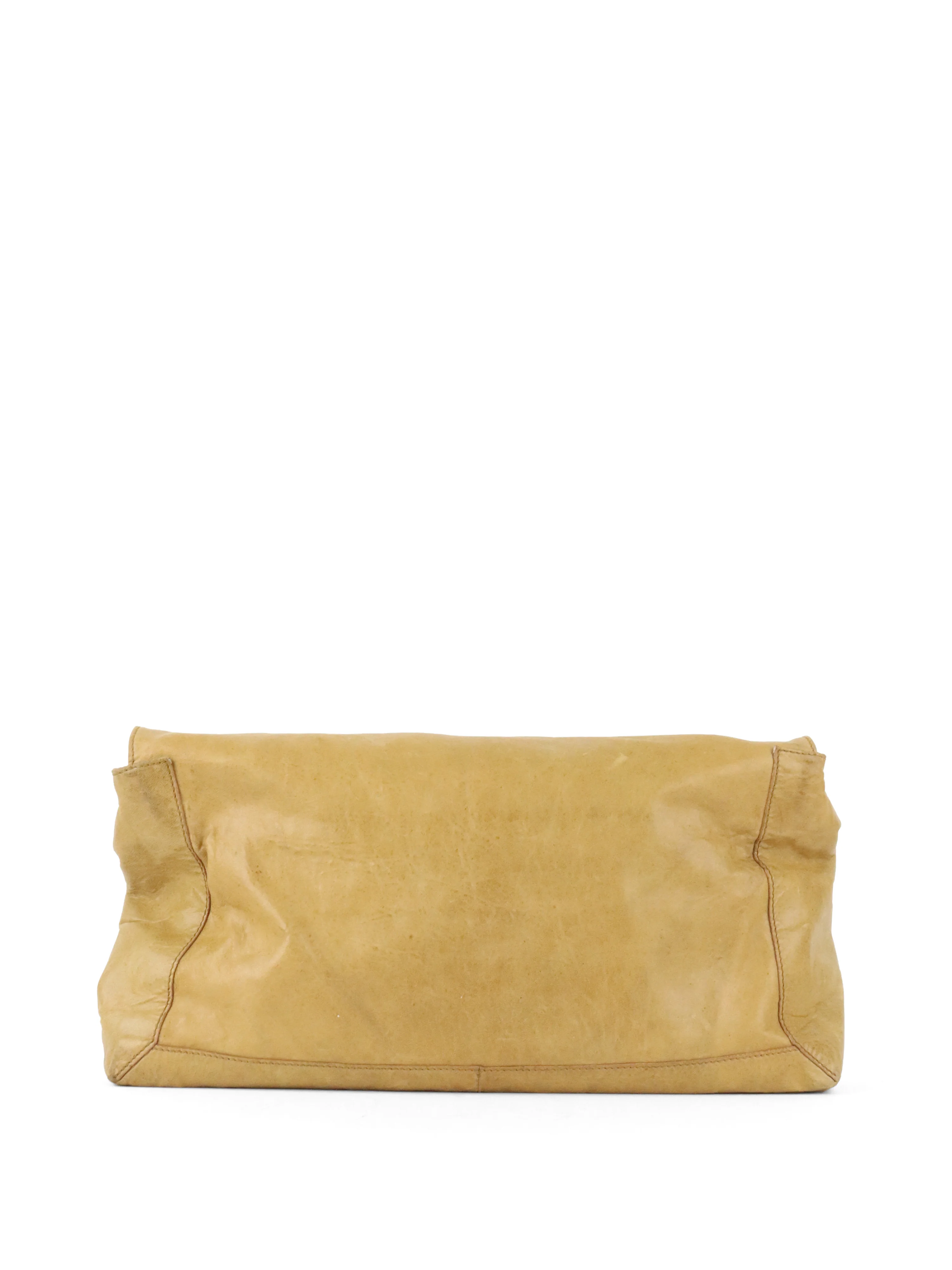 Fendi Vintage Senape Whipstitch Large Baguette