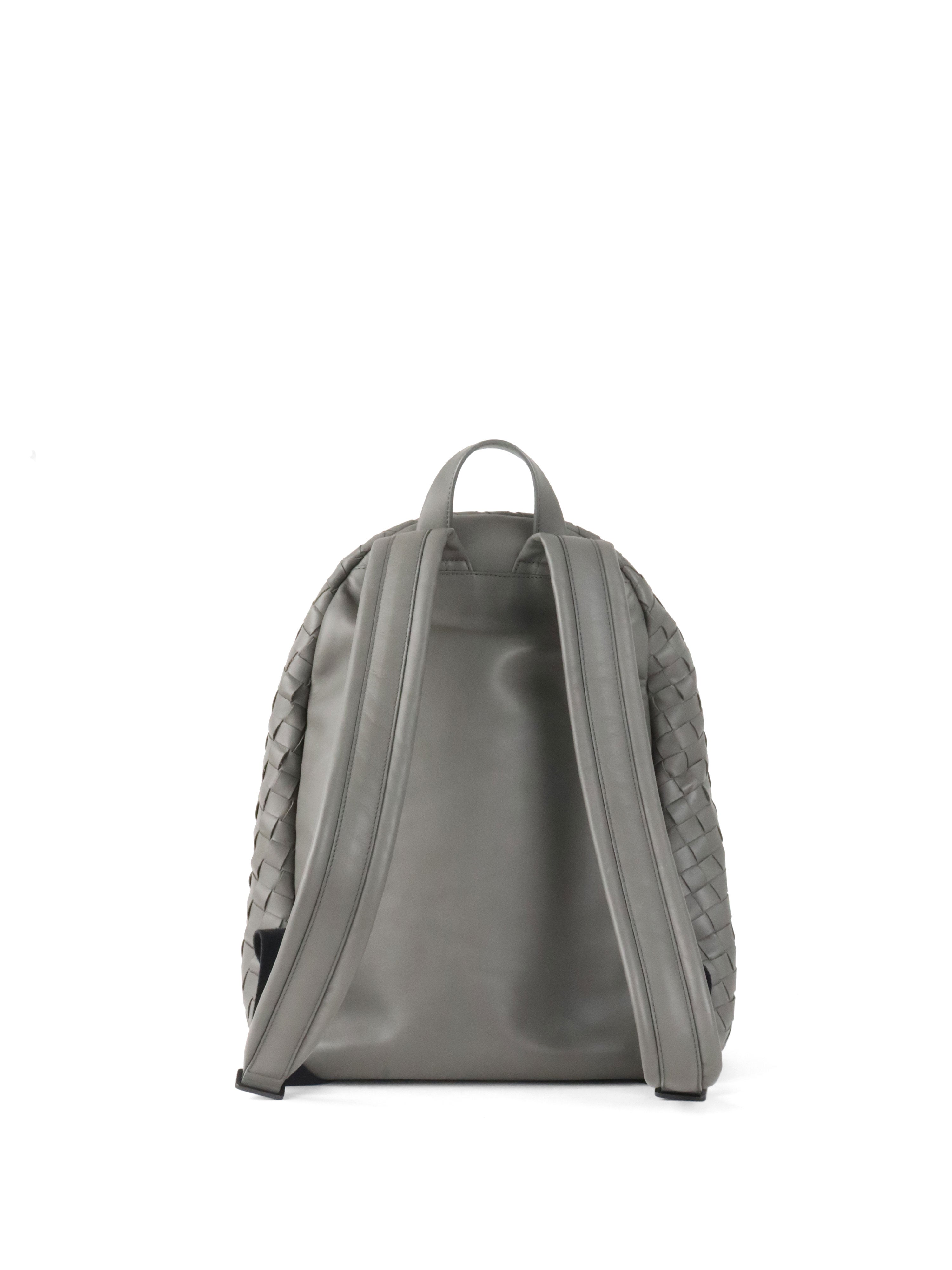 Bottega Veneta Grey Intrecciato Leather Backpack