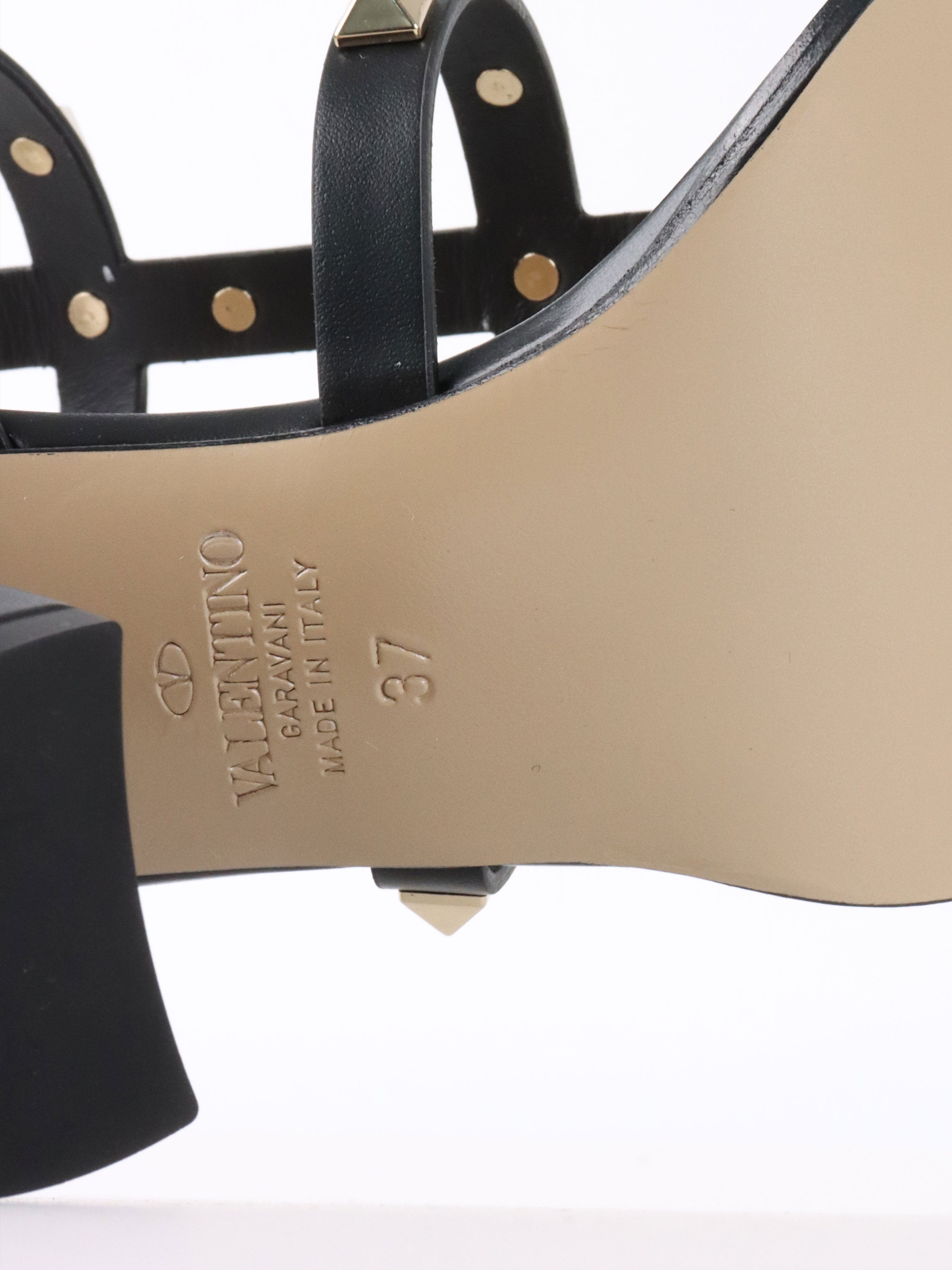 Valentino Black Rockstud Open Toe Sandals