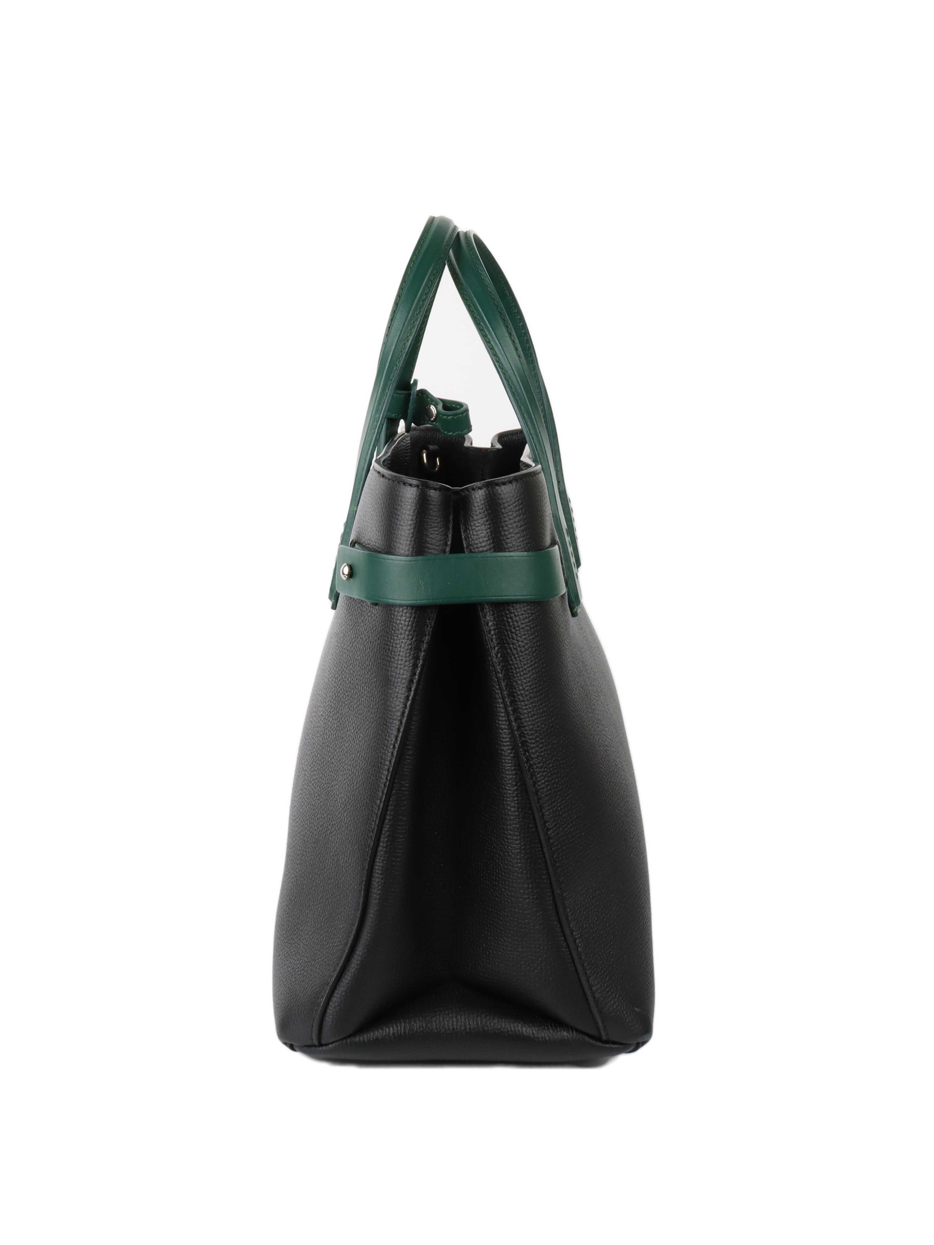 Burberry Black and Green Leather Tote.