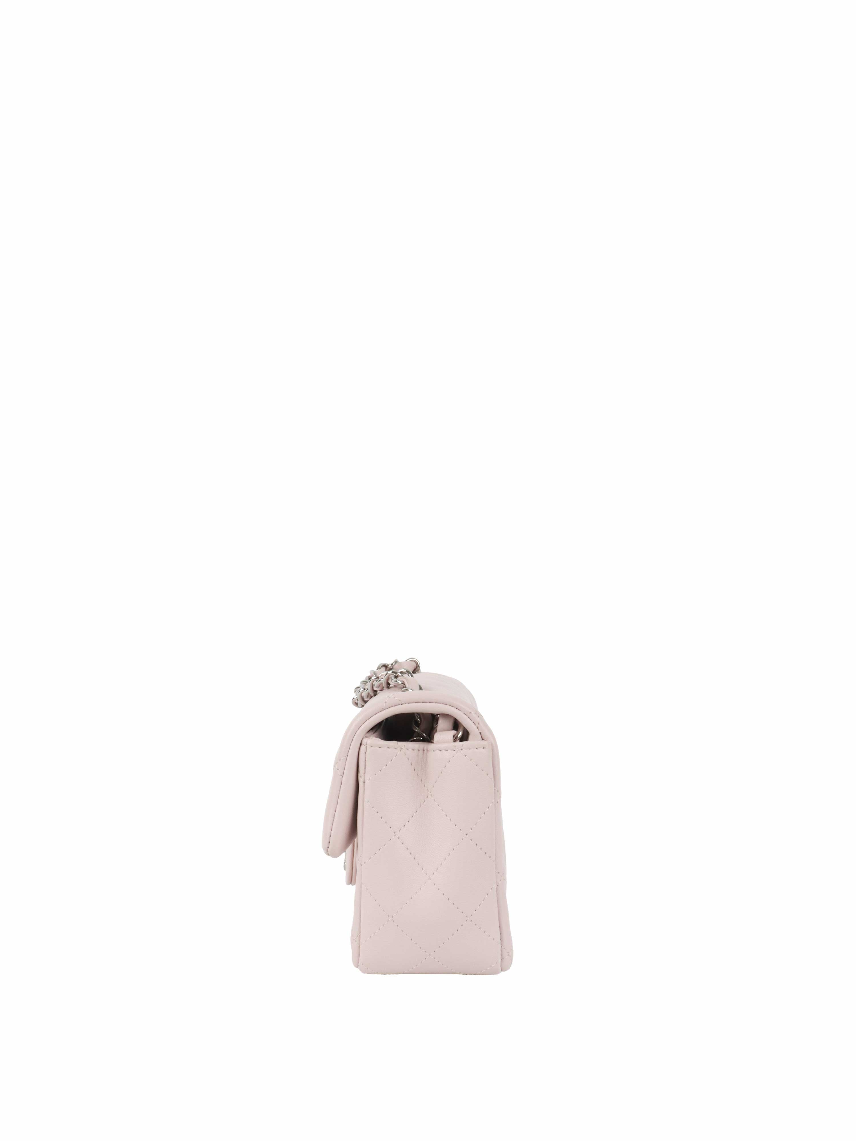 Chanel Light Pink Mini Rectangular Classic Flap SHW.