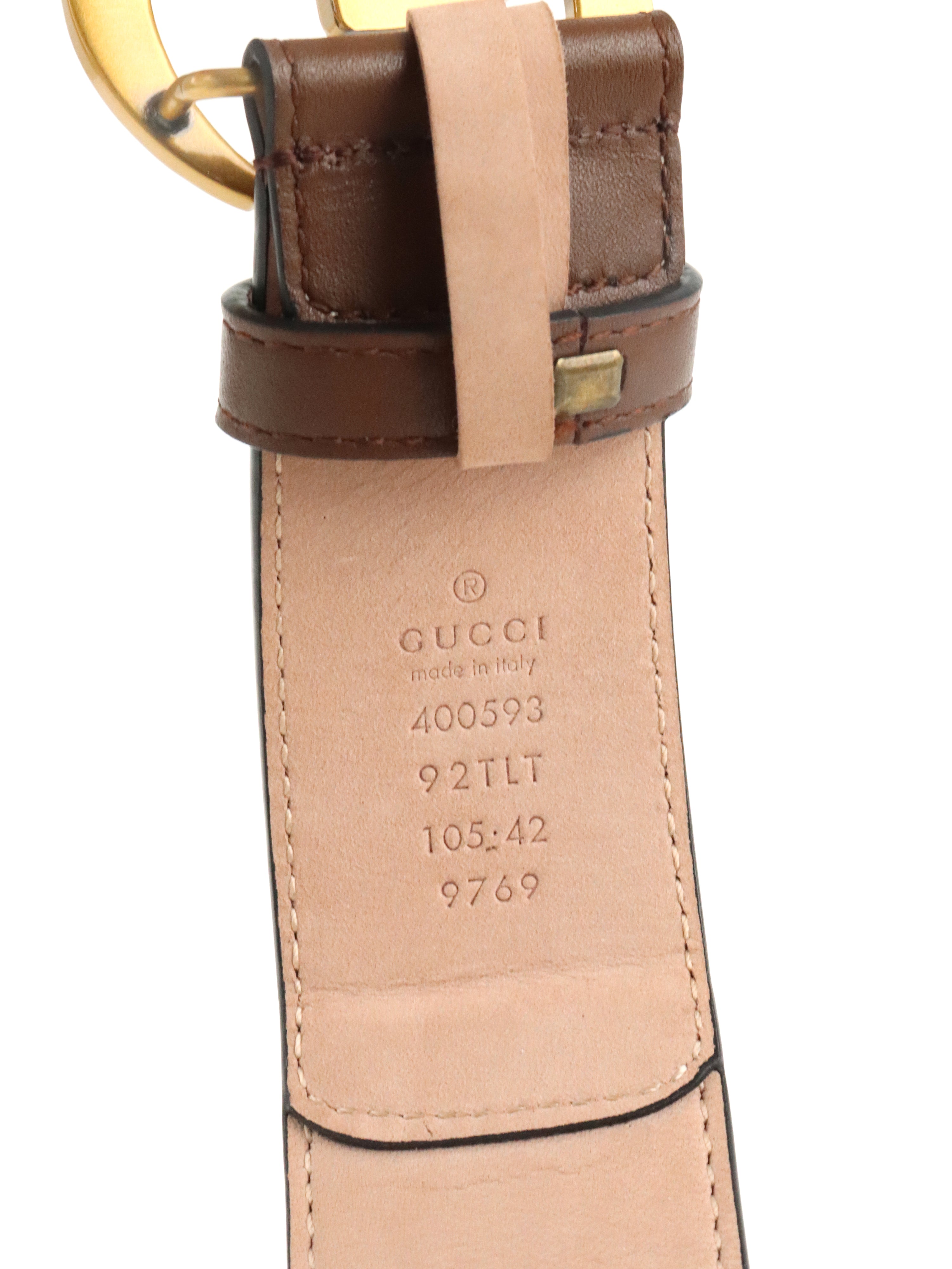 Gucci Ebony  Brown Leather GG Marmont Buckle Belt