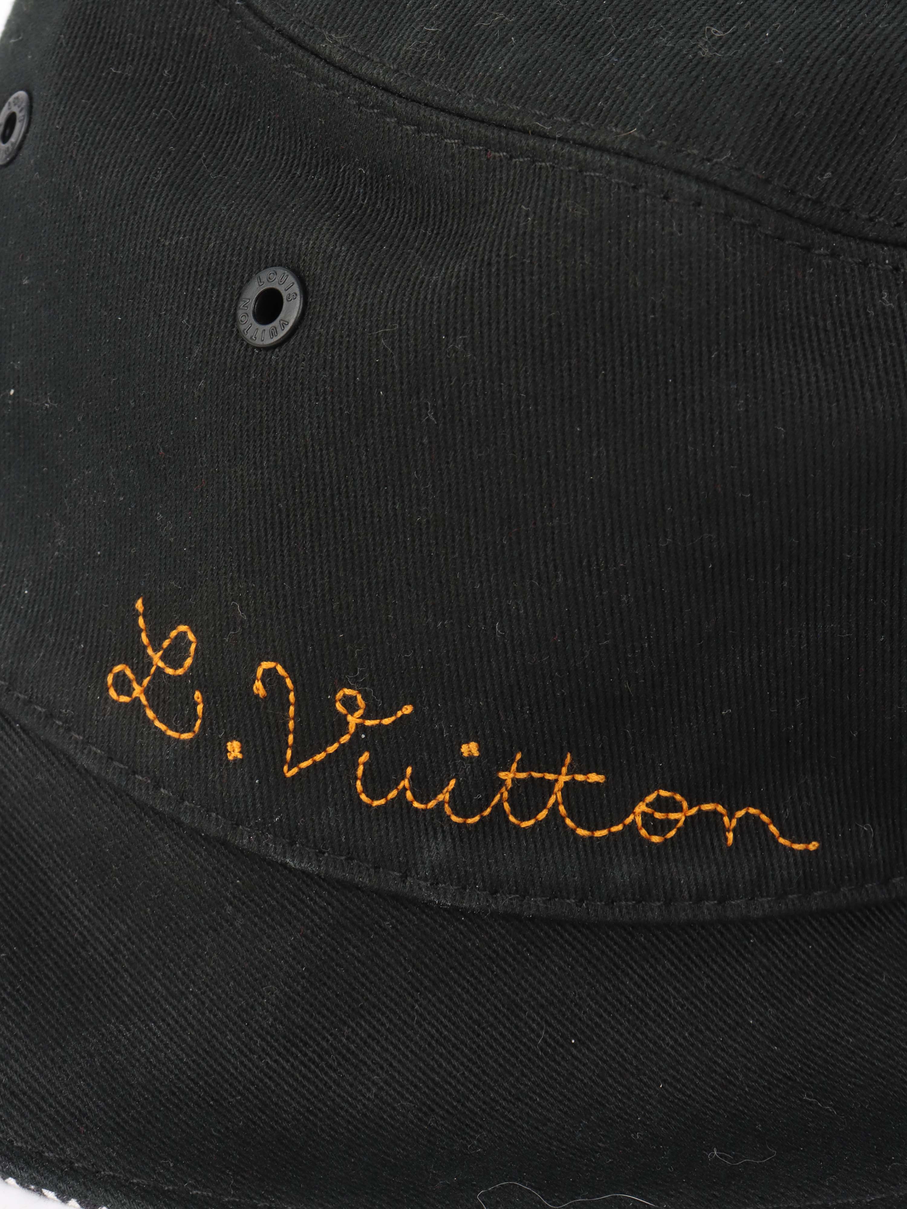 Louis Vuitton Black  White Distorted Damier Reversible Bucket Hat.