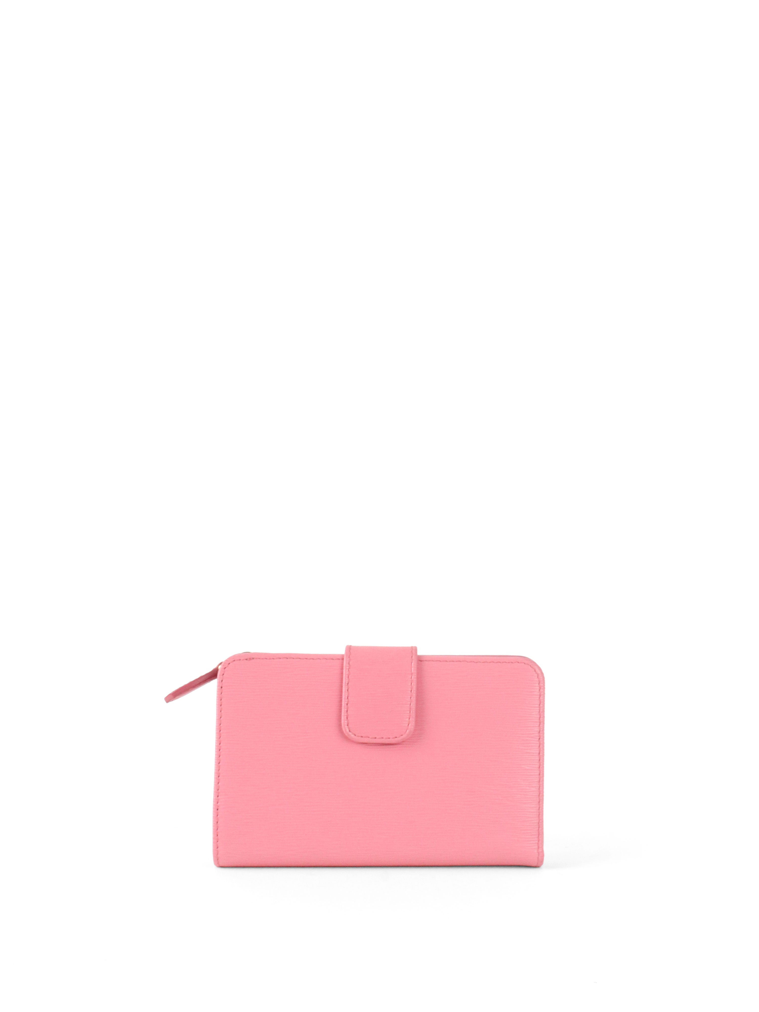 Prada Pink Zip Around Compact Wallet