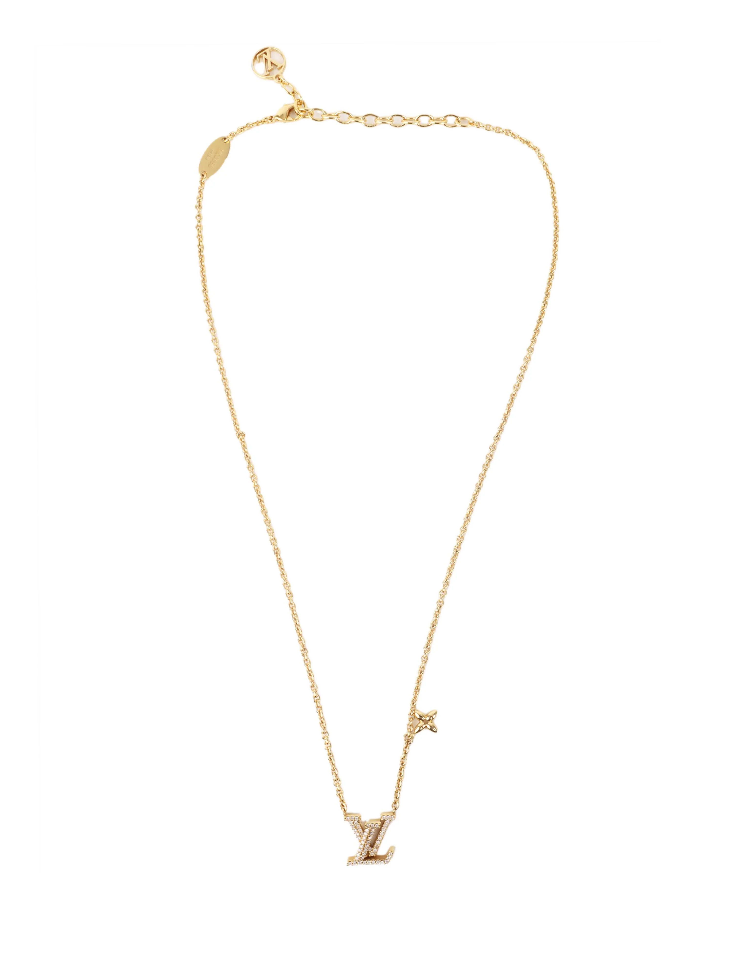Louis Vuitton LV logo necklace.