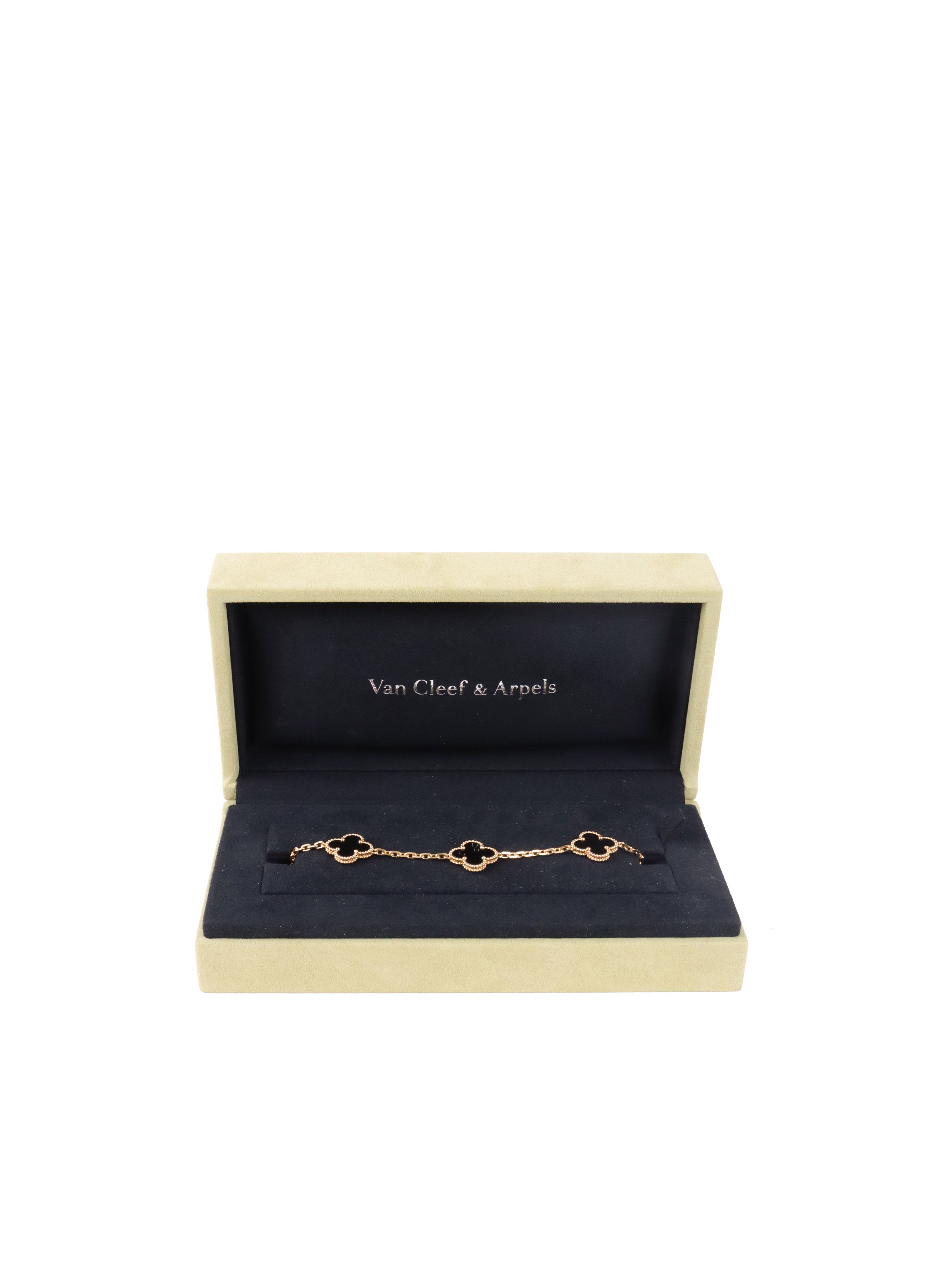 Van Cleef  Arpels Black Onyx Vintage Alhambra Bracelet 5 motifs