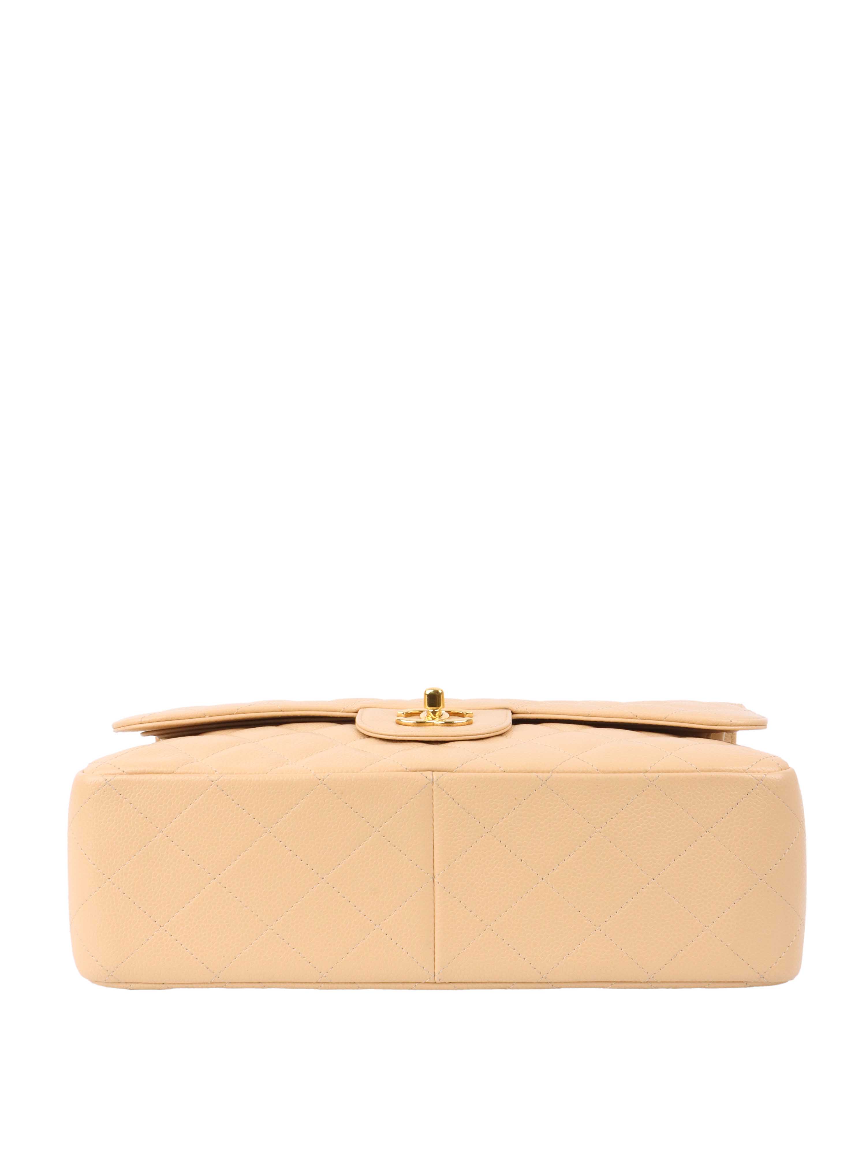 Chanel Beige Caviar Jumbo Classic Flap.