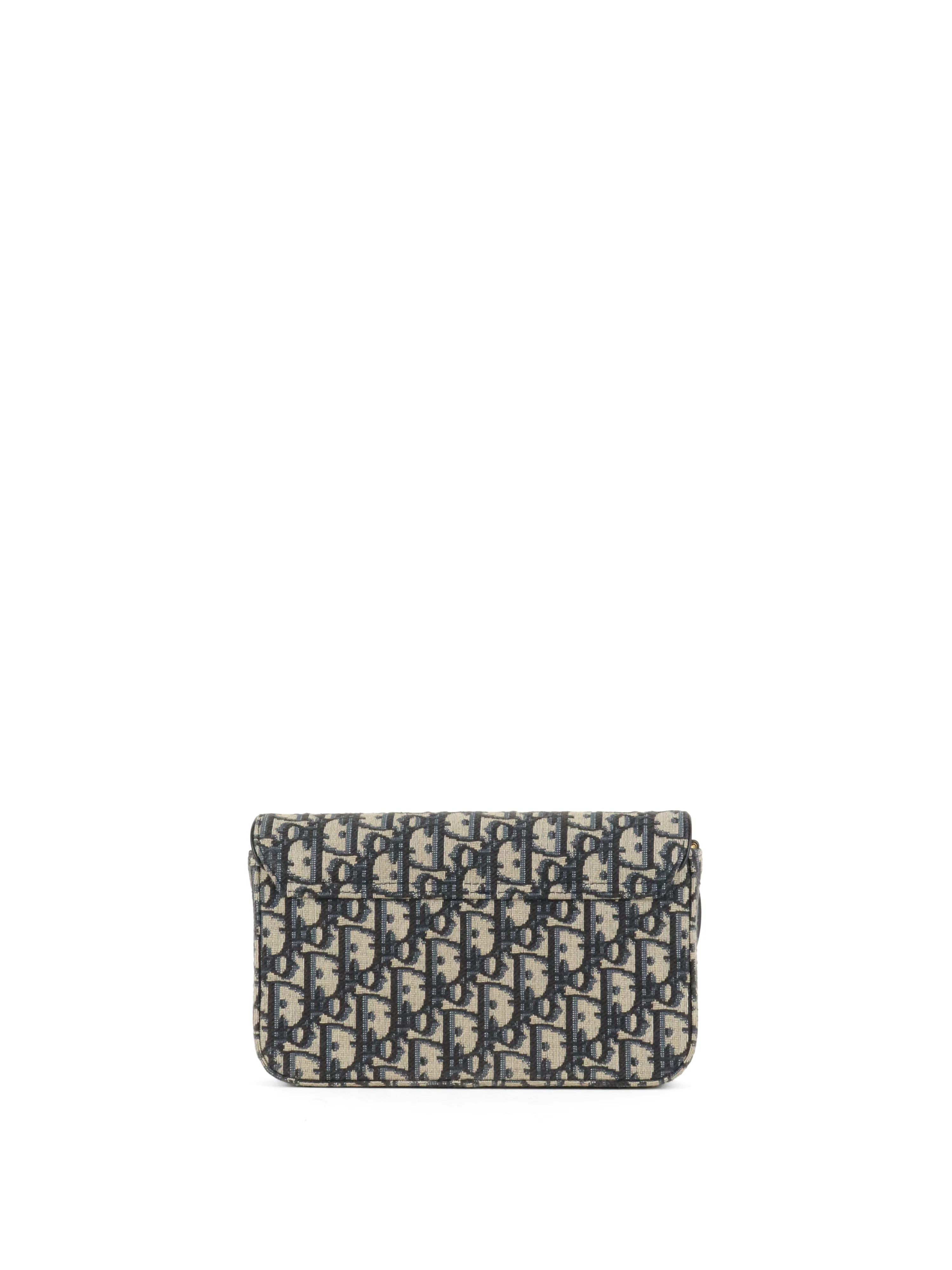 Dior Blue Oblique Jacquard Medium Saddle Pouch with Chain