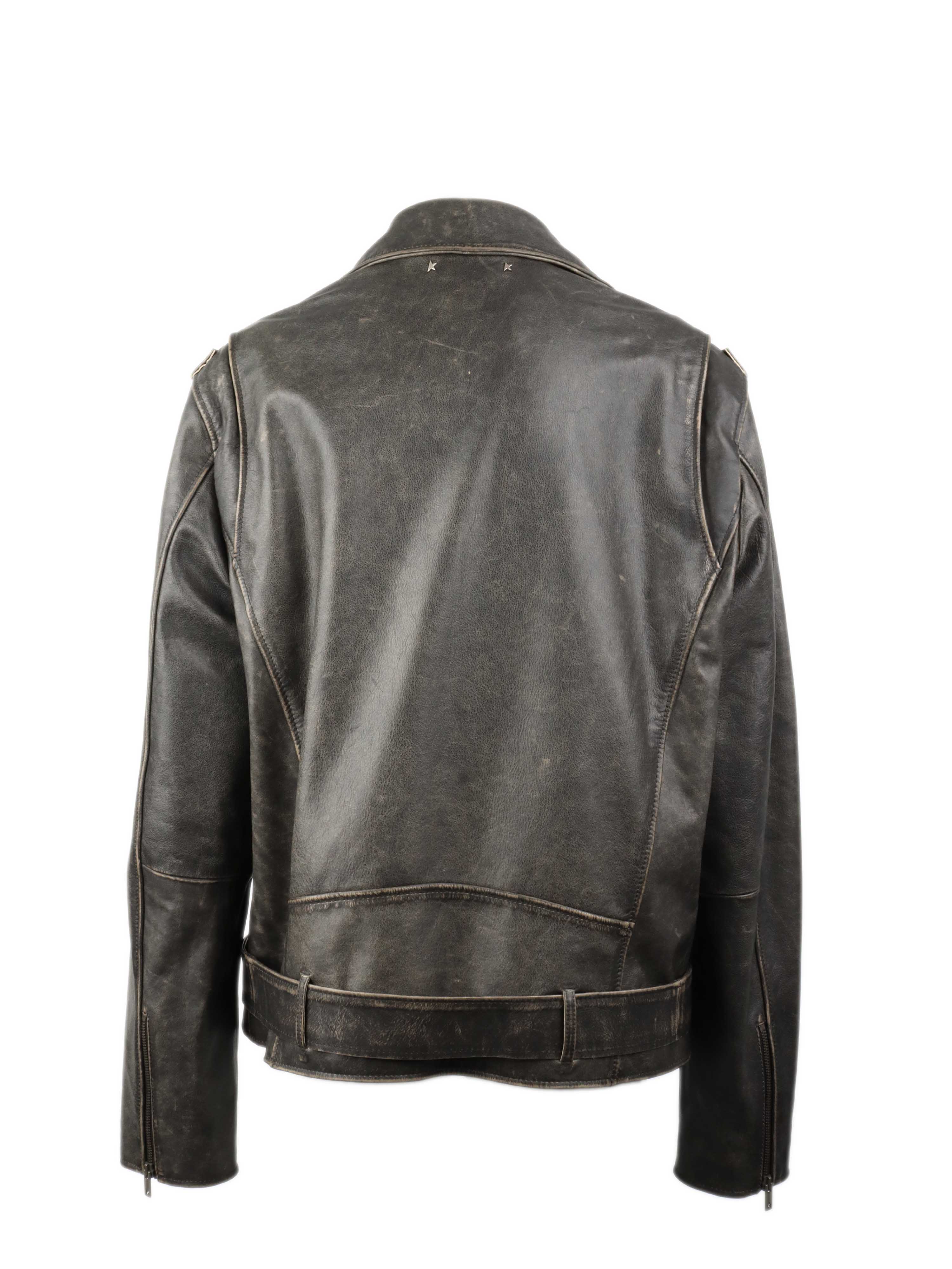 Golden Goose Mens Leather Biker Jacket.