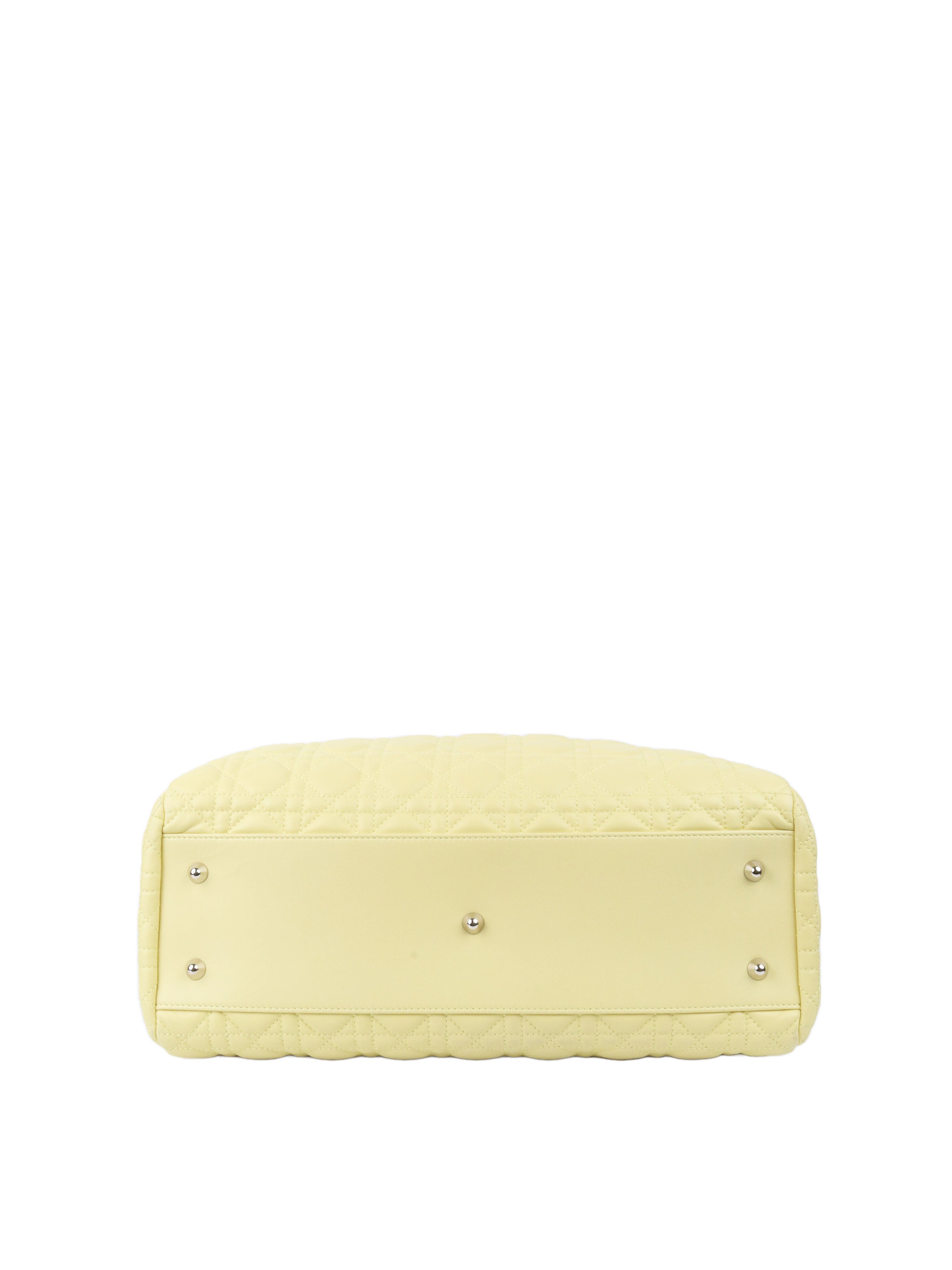 Dior Light Yellow Lambskin Cannage Bag SHW.