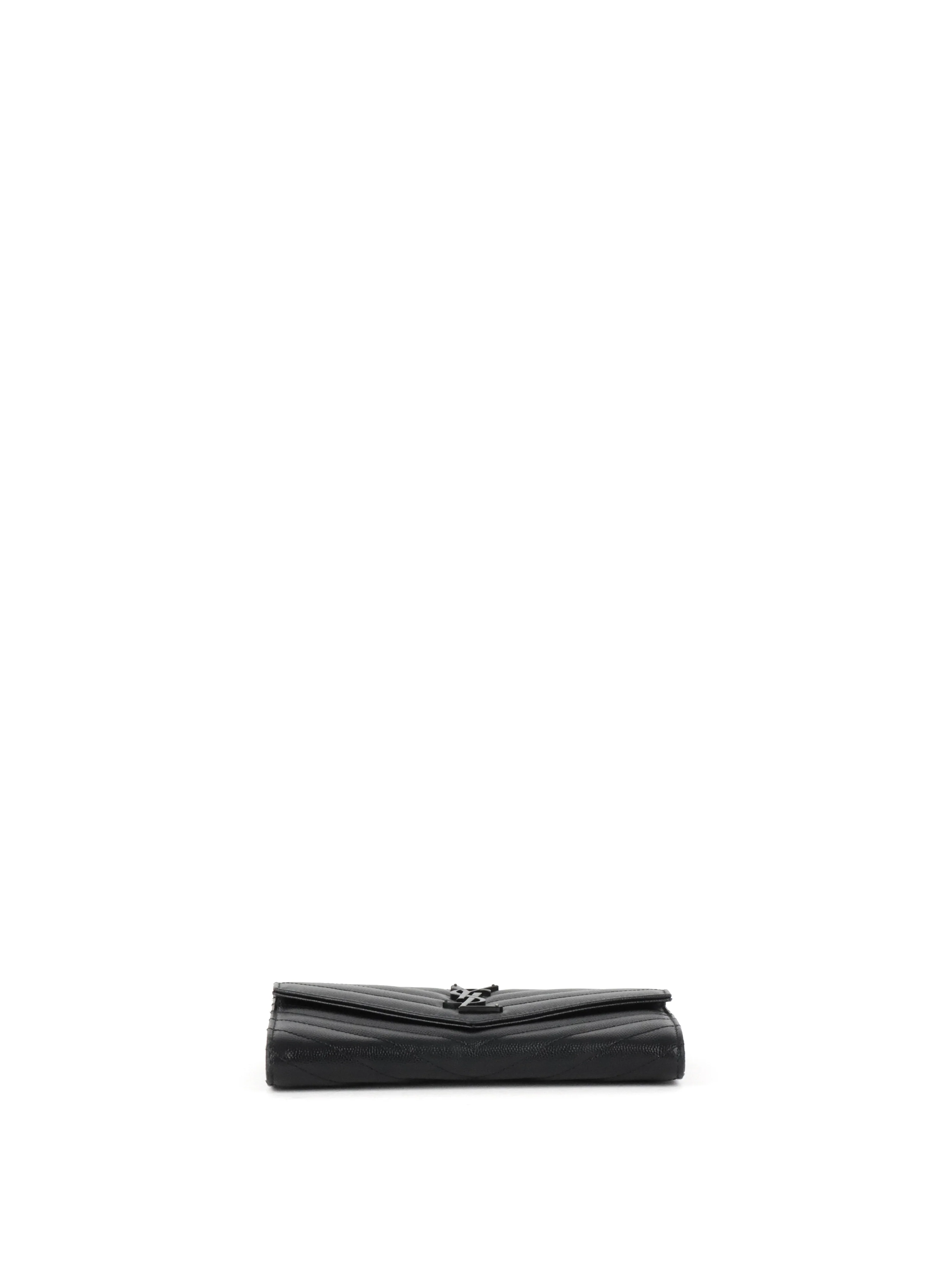 Saint Laurent Black Cassandre Matelasse Large Flap Wallet