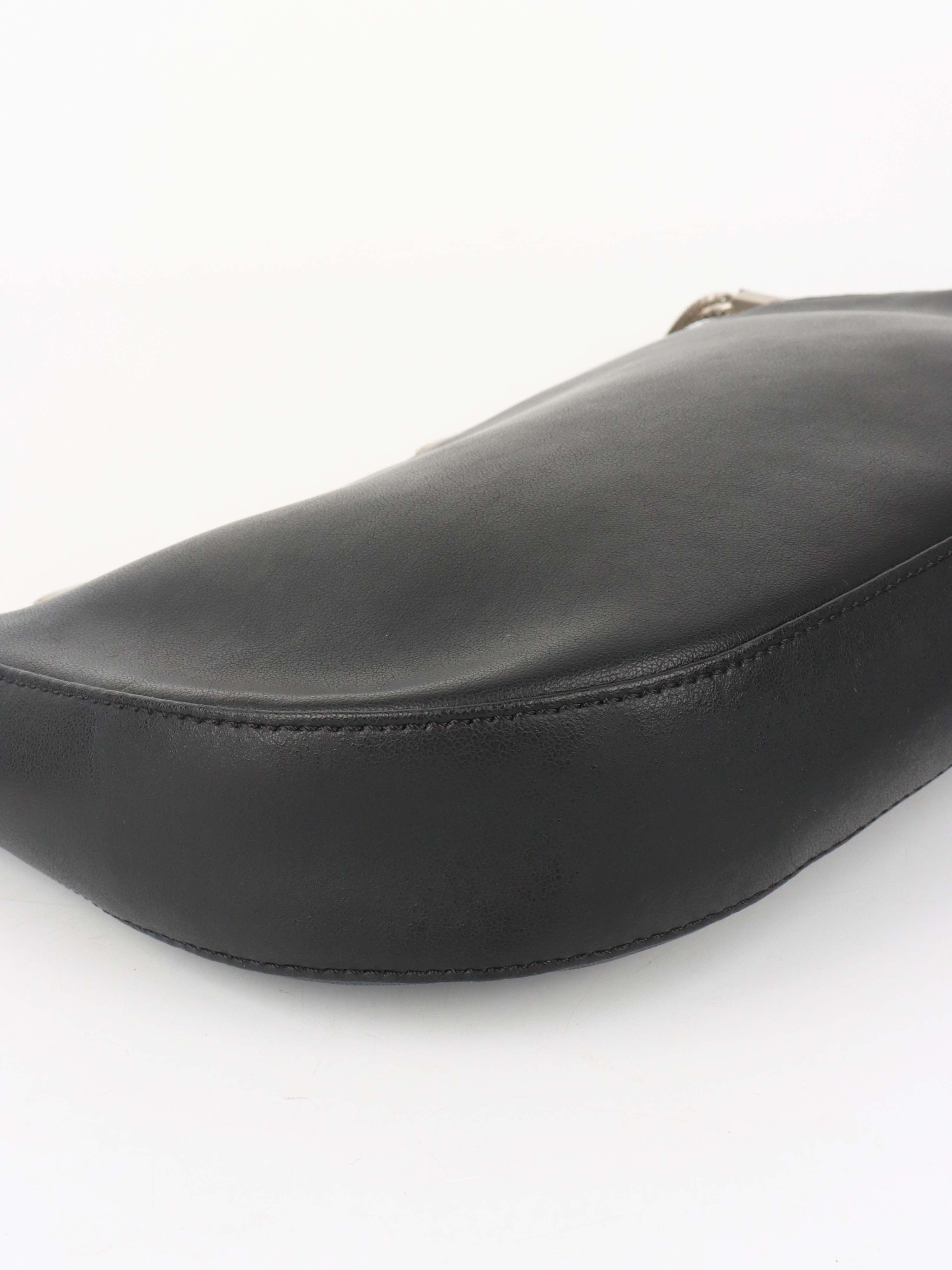 Versace Black Leather Shoulder Bag with Silver Chain.