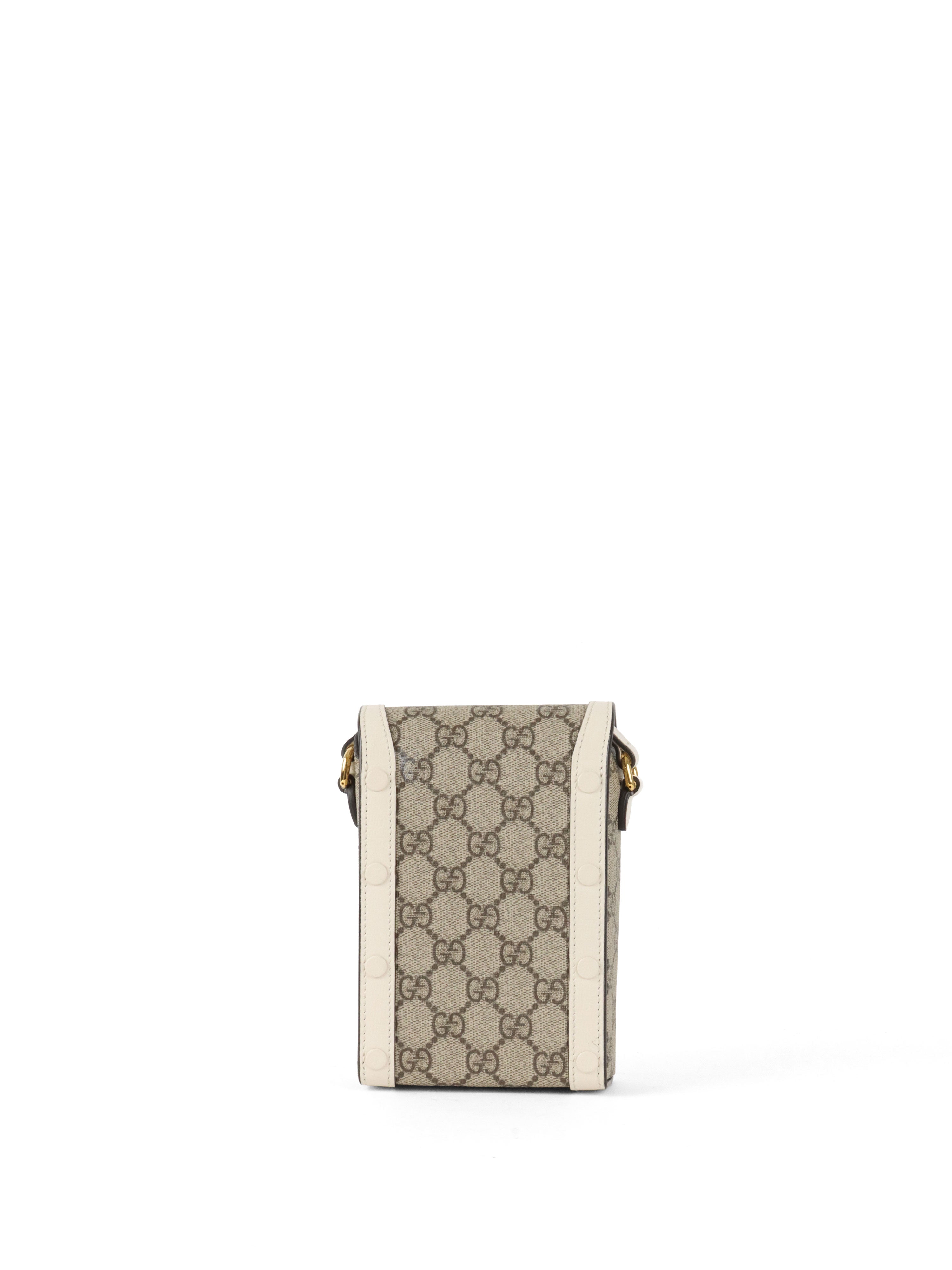 Gucci White and Canvas Horsebit 1955 Mini Bag