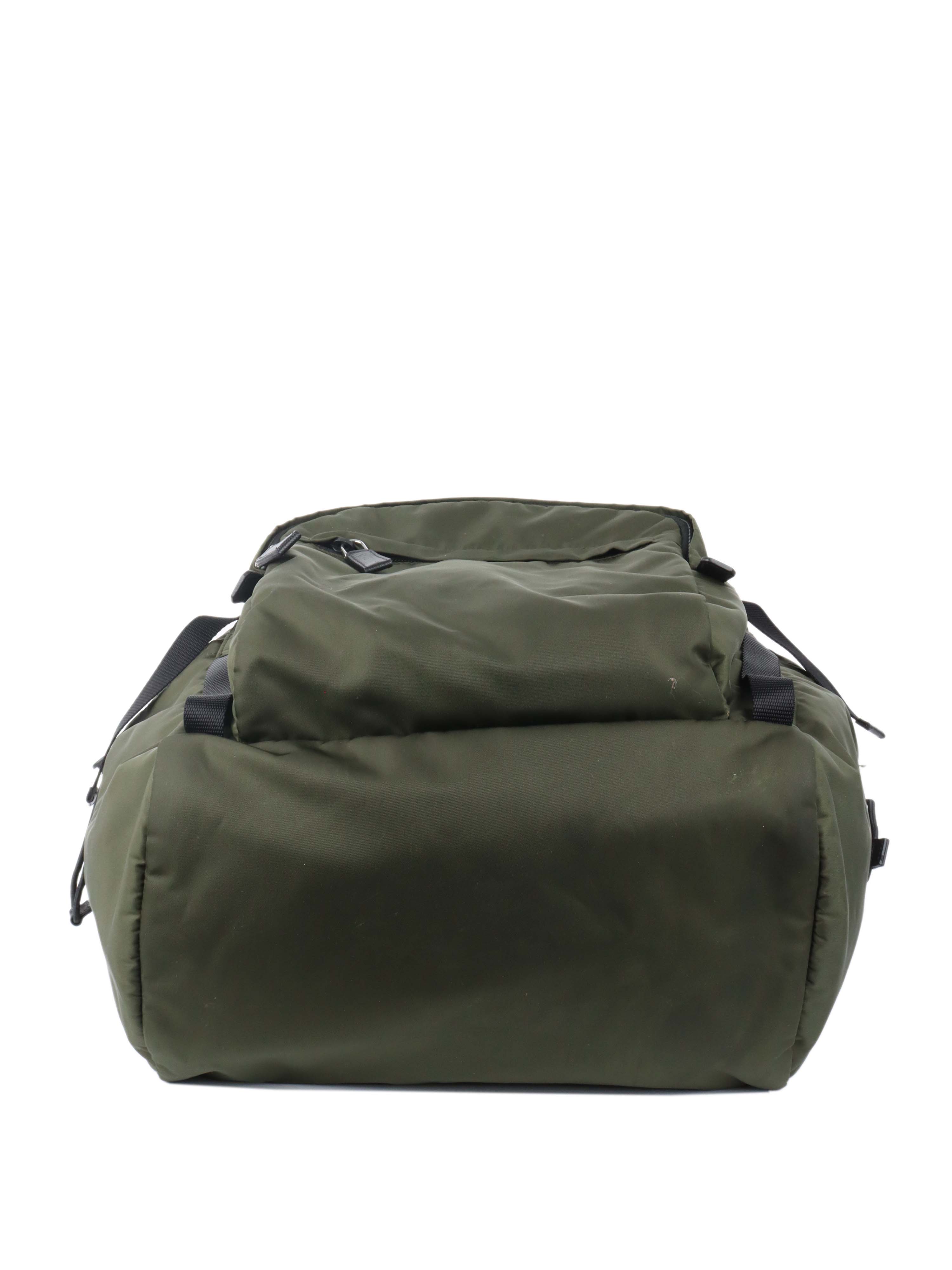 Prada Green Nylon Buckled Backpack.