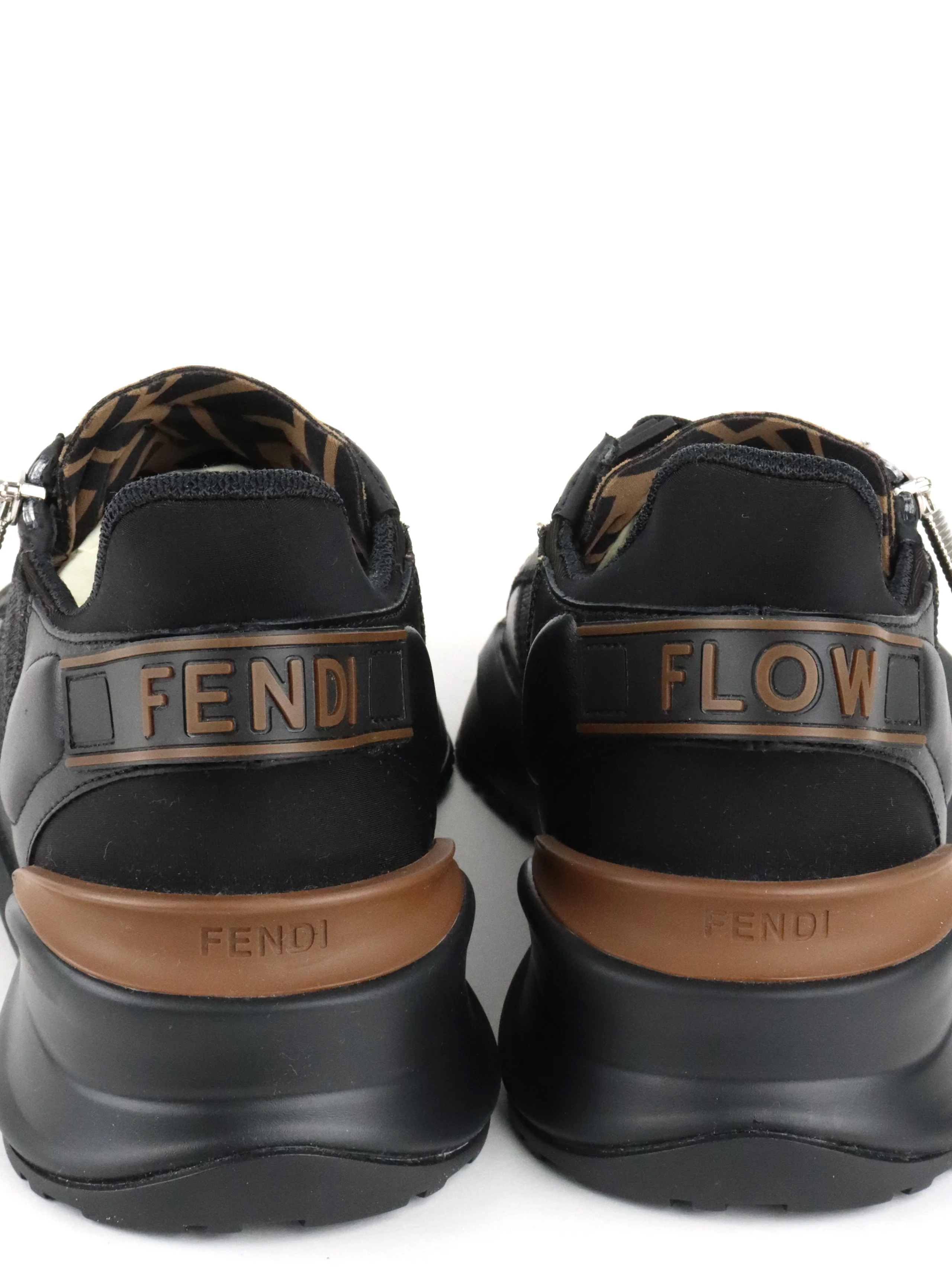 Fendi Brown Black Flow Low-top Sneakers size UK8