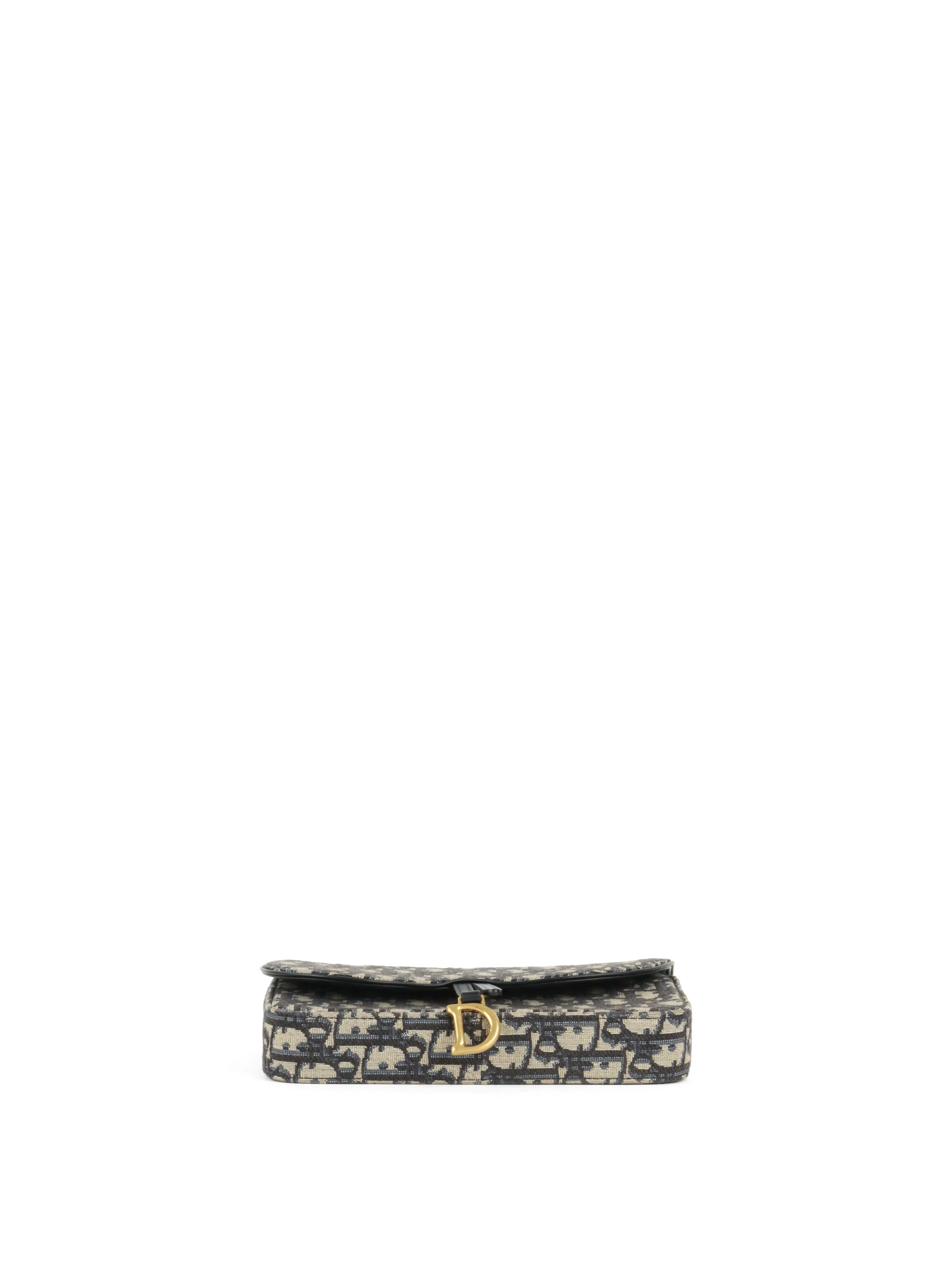 Dior Blue Oblique Jacquard Medium Saddle Pouch with Chain