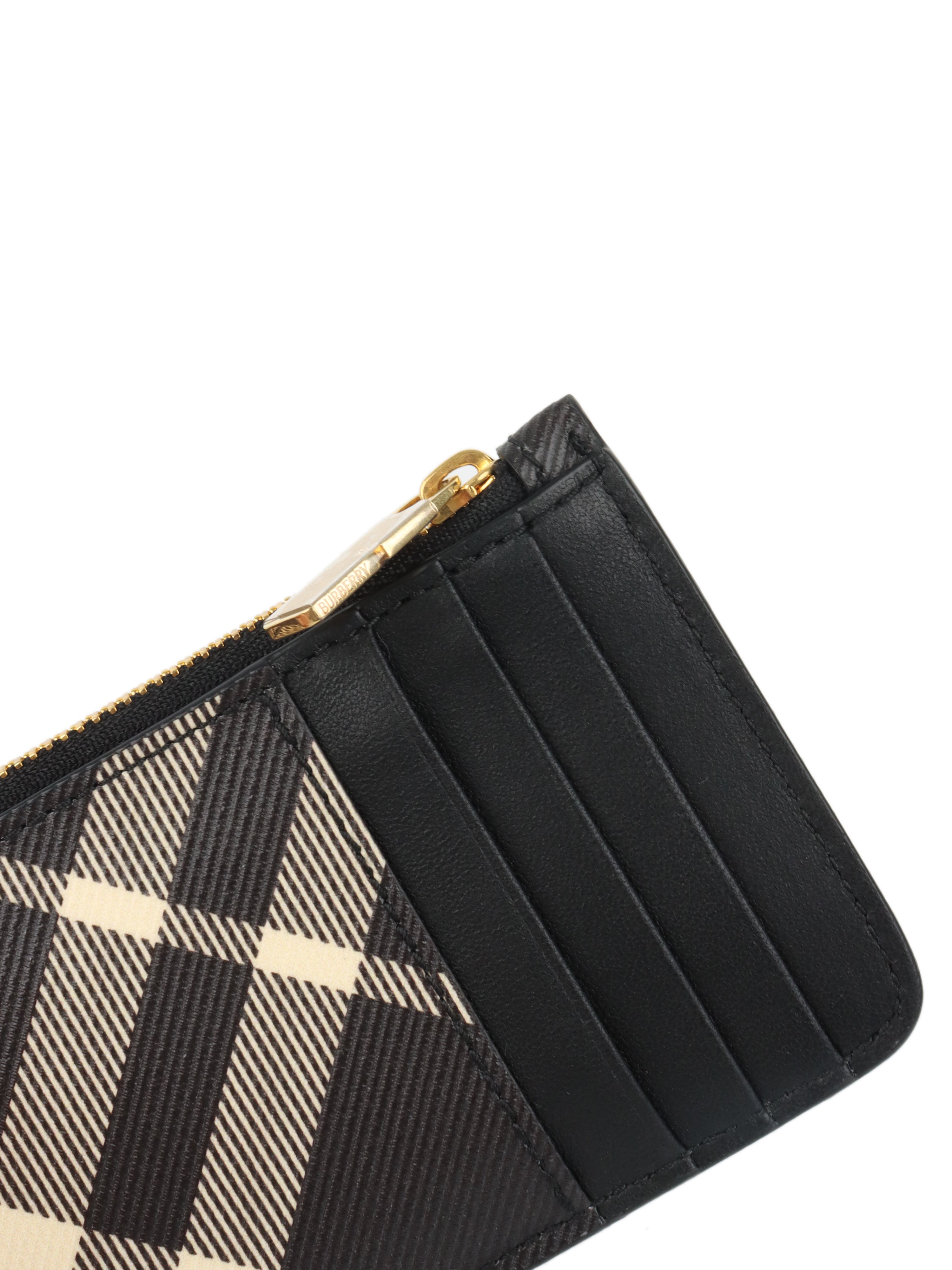 Burberry Black Check Somerset Card Case.