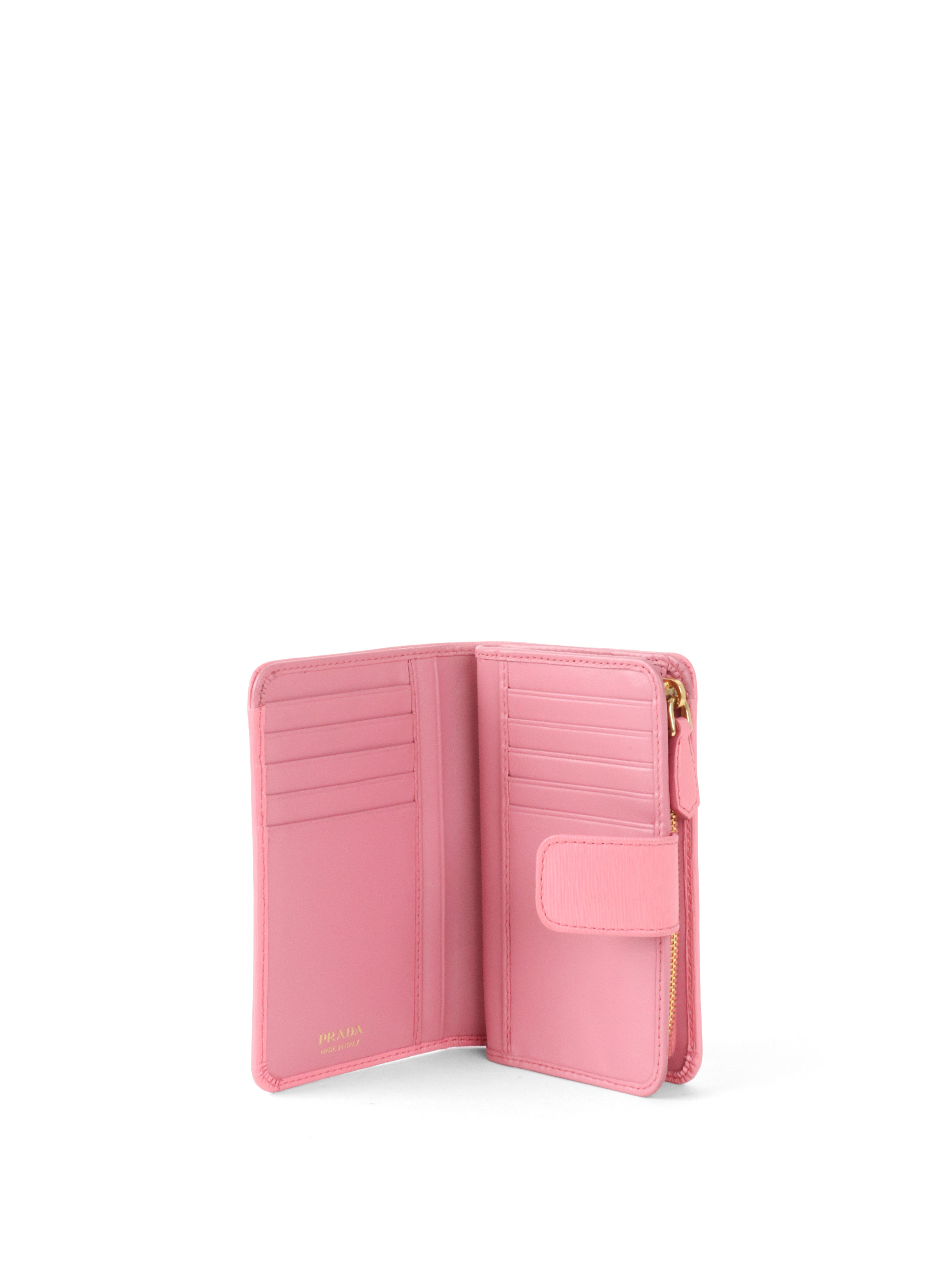 Prada Pink Zip Around Compact Wallet