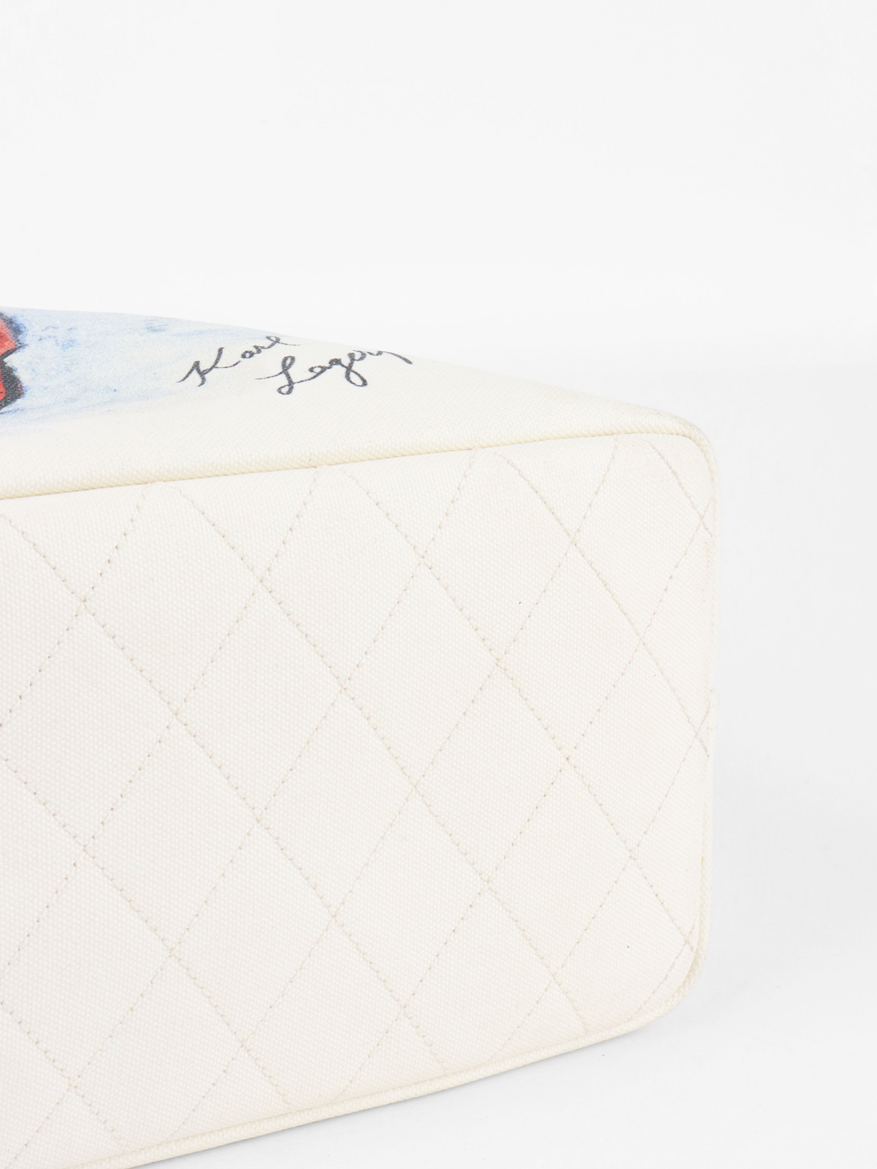 Chanel Limited Edition White Canvas Karl Lagerfeld Mobile Art Tote