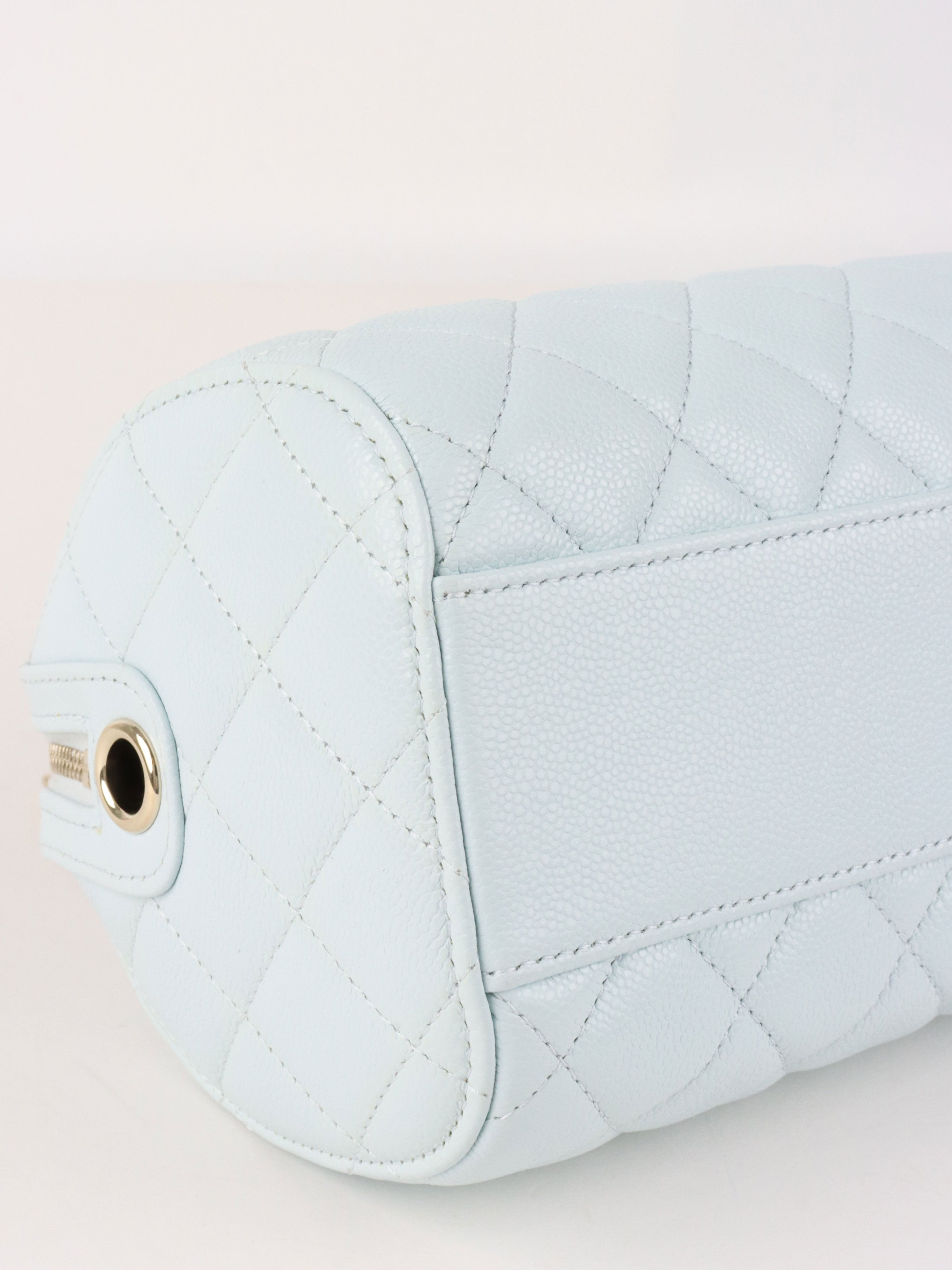 Chanel 25P Pastel Blue Mini Bowling Bag LGHW