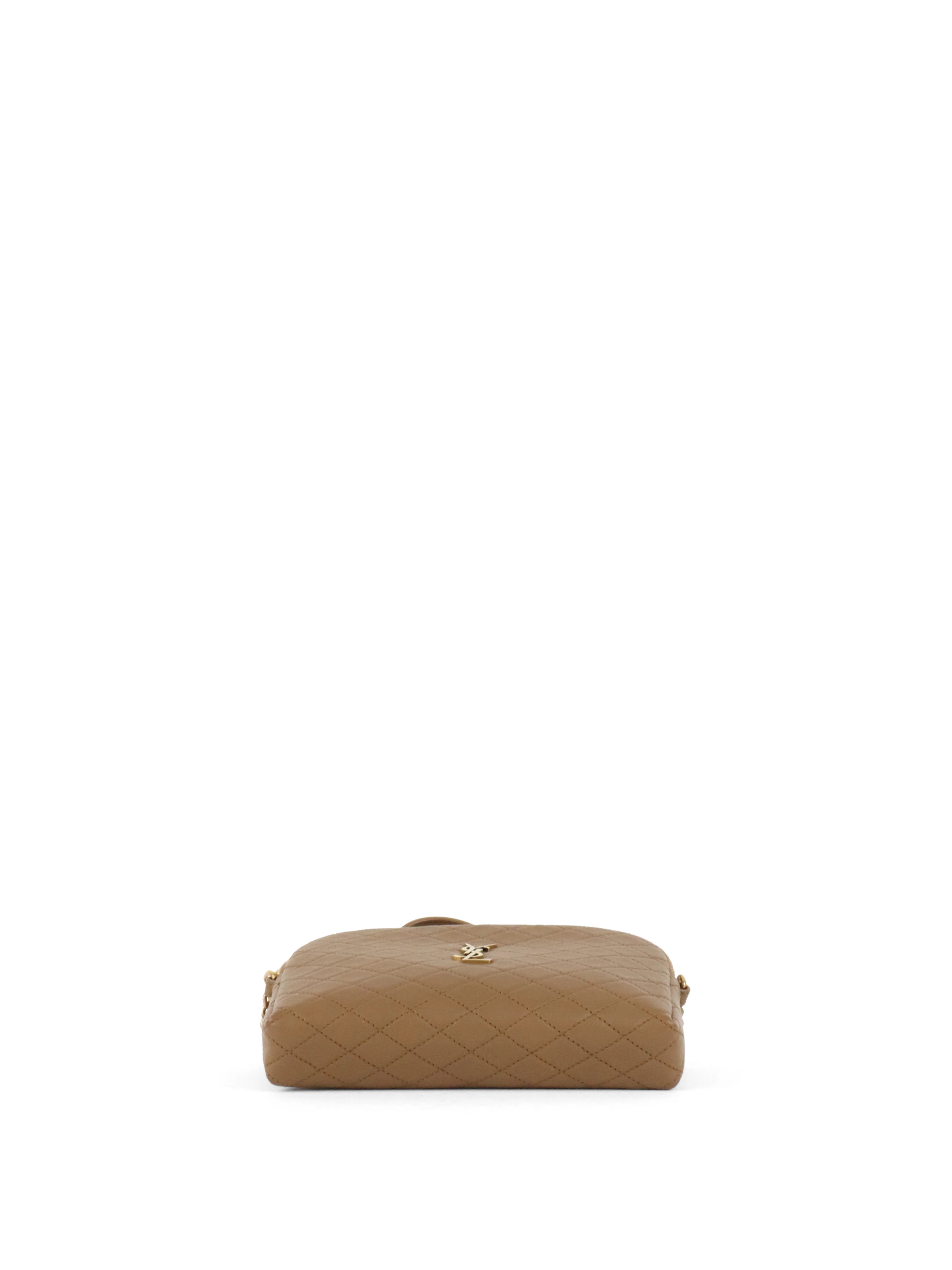 Saint Laurent Brown Gaby Quilted Chain Pouch