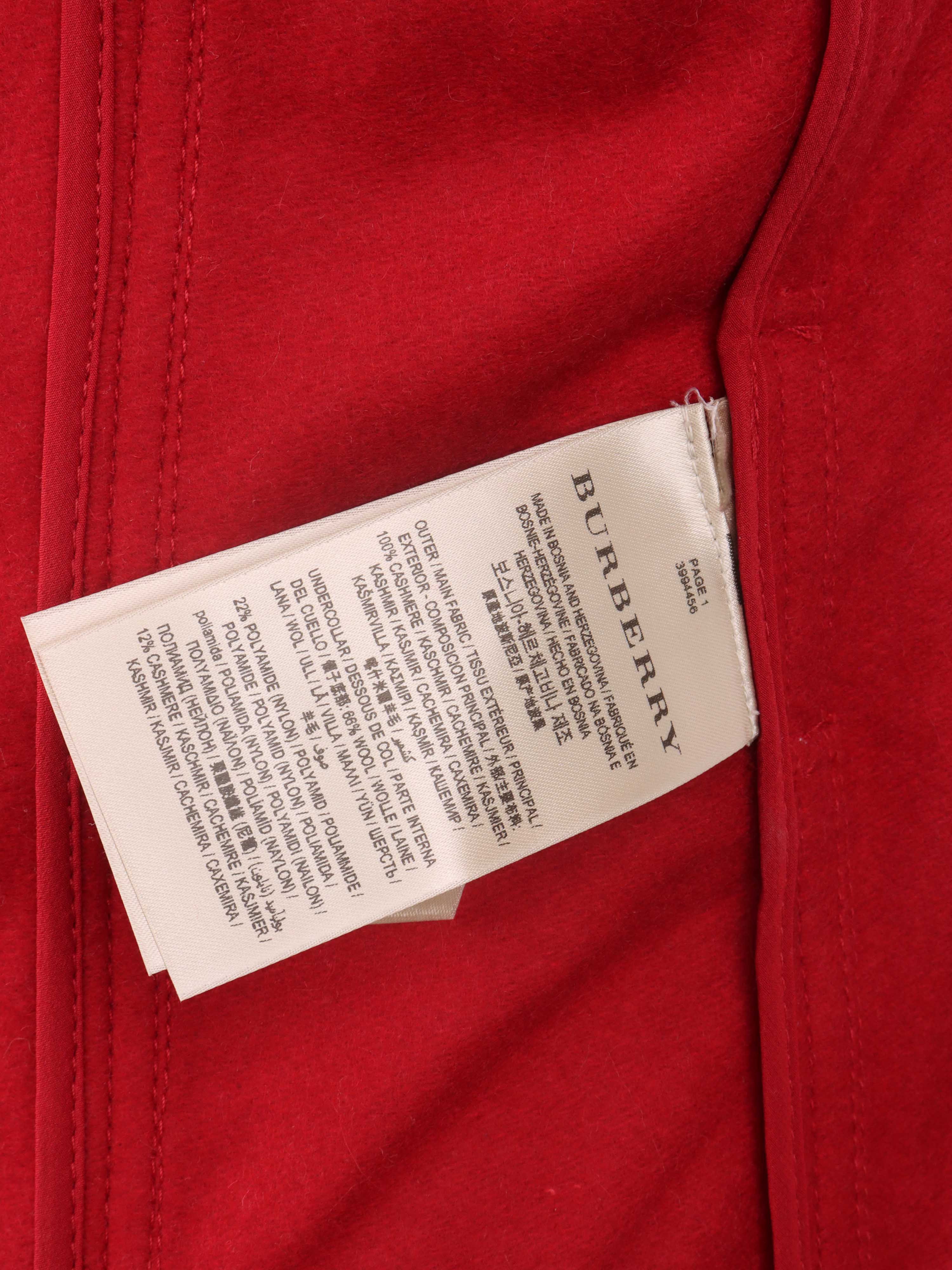 Burberry Red Cashmere Coat.