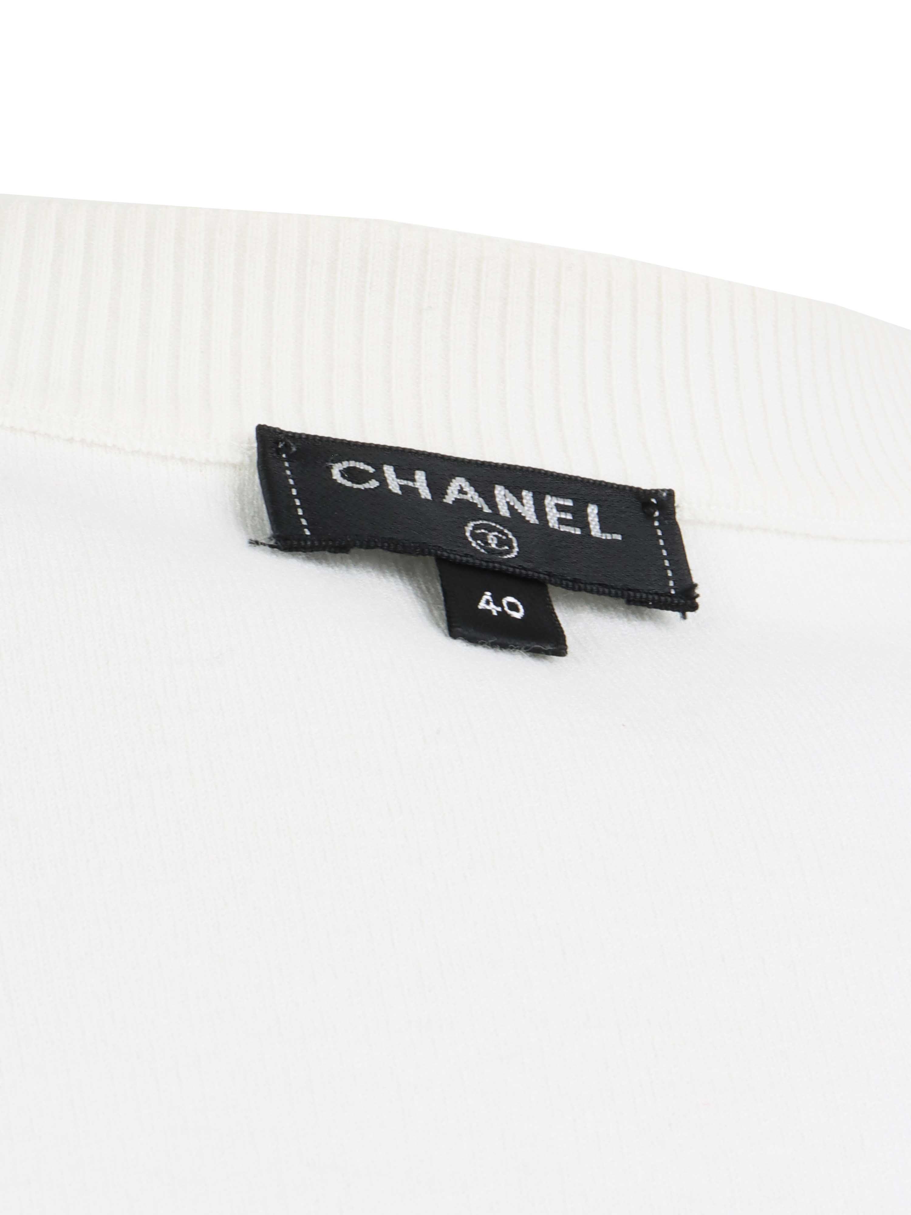 Chanel White Bubble Short Sleeve Top.