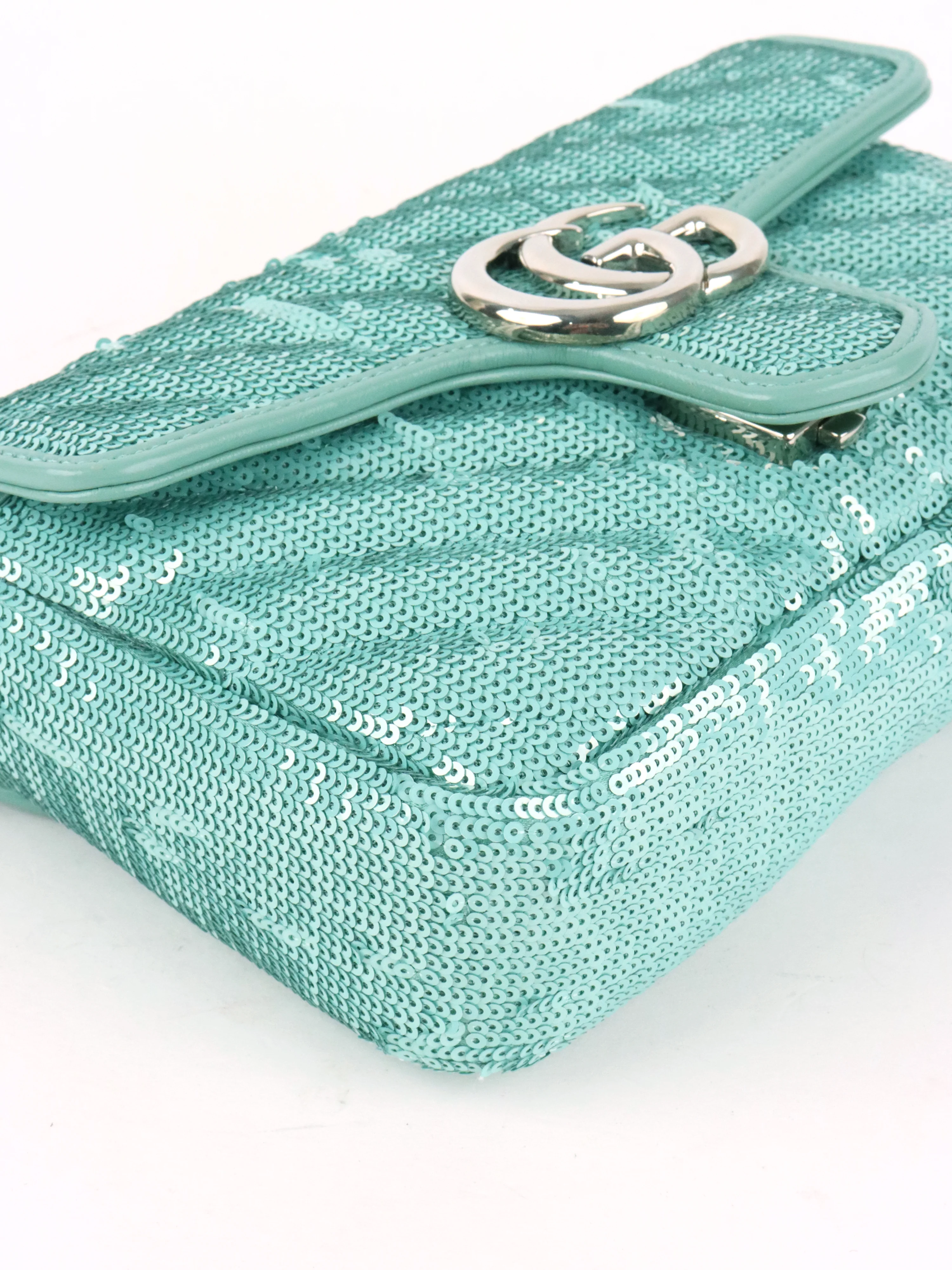 Gucci Mini Marmont Mint Green Sequin Shoulder Bag