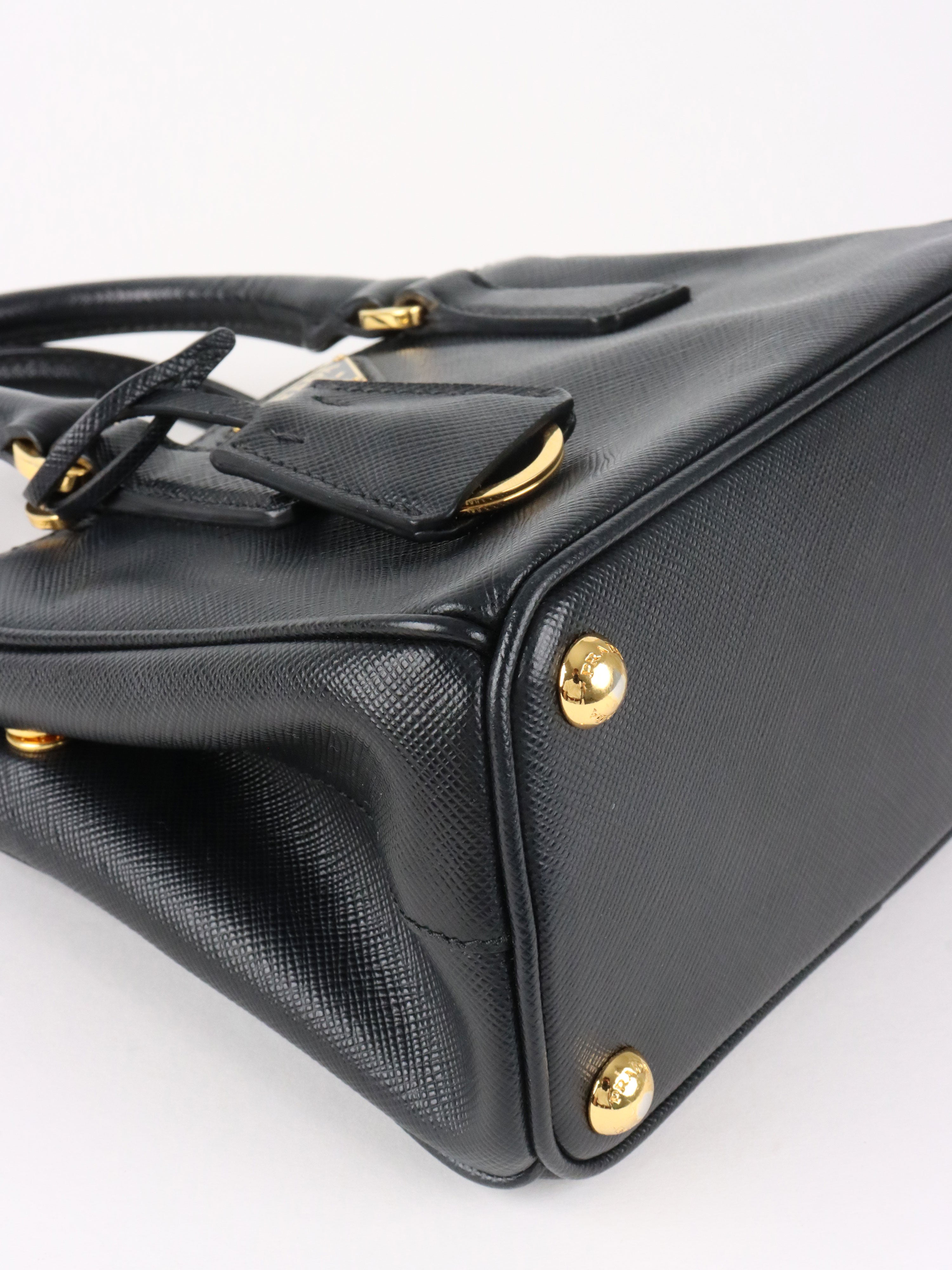 Prada Black Mini Galleria Patent Saffiano Bag