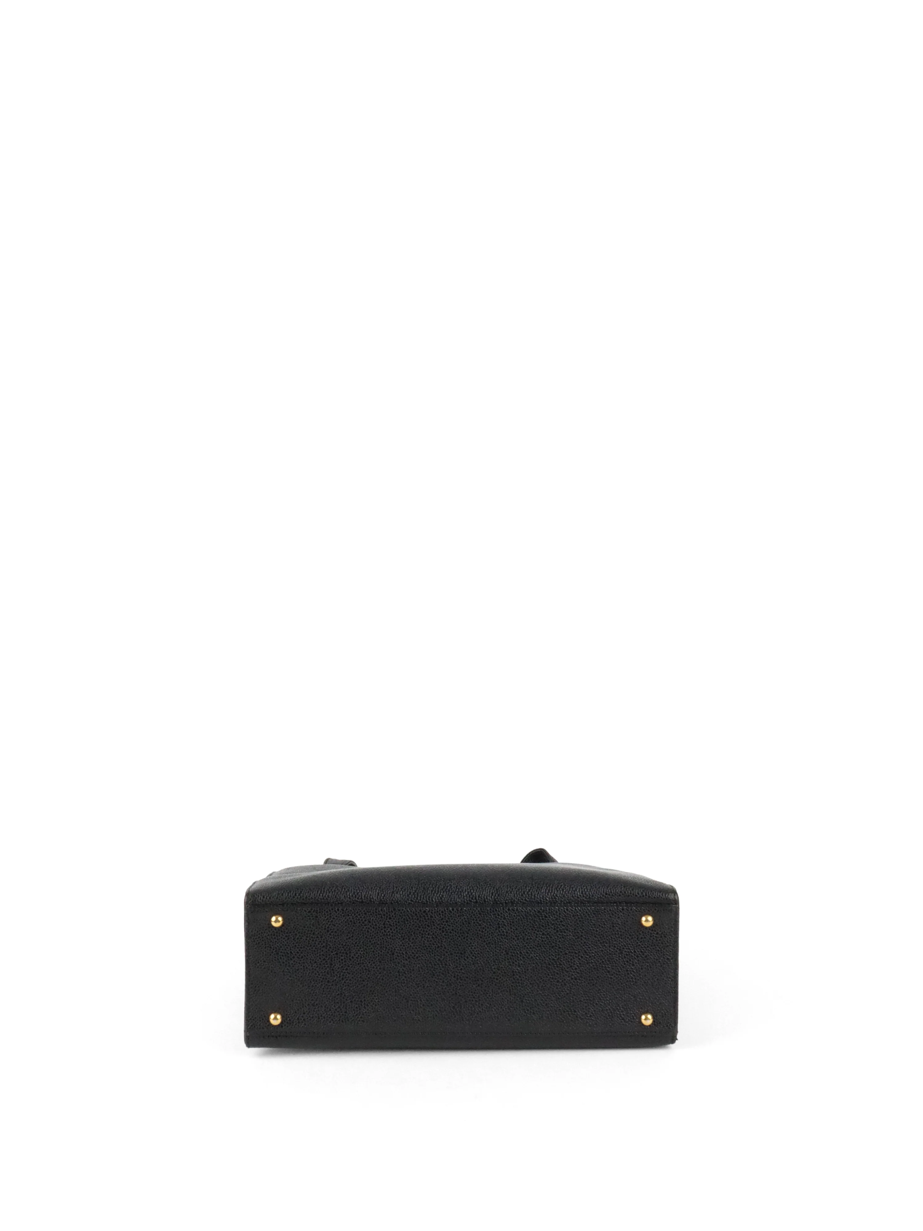 Chanel Vintage Stitched Logo Black Caviar Tote