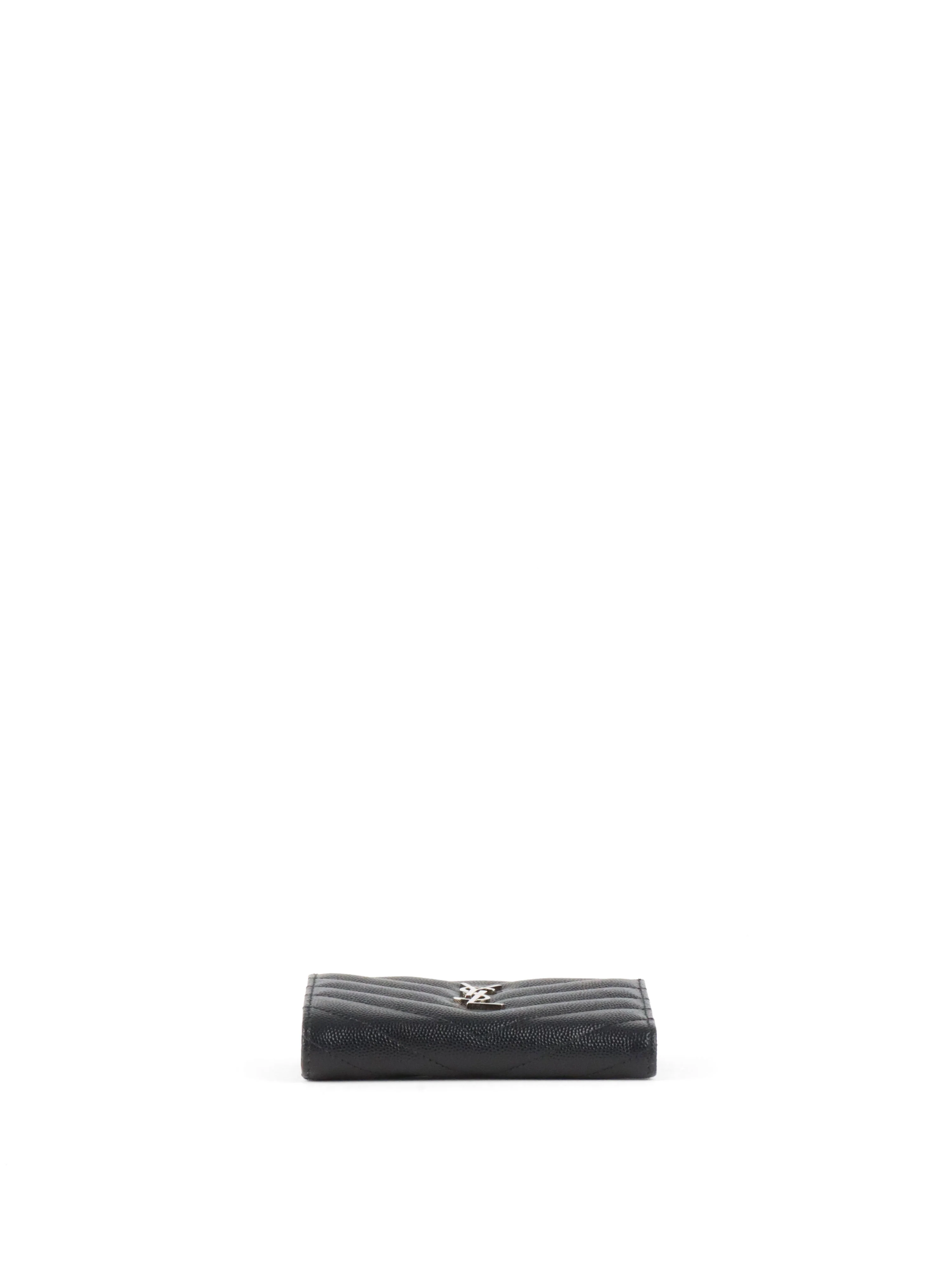 Saint Laurent Zipped Black Leather Wallet SHW