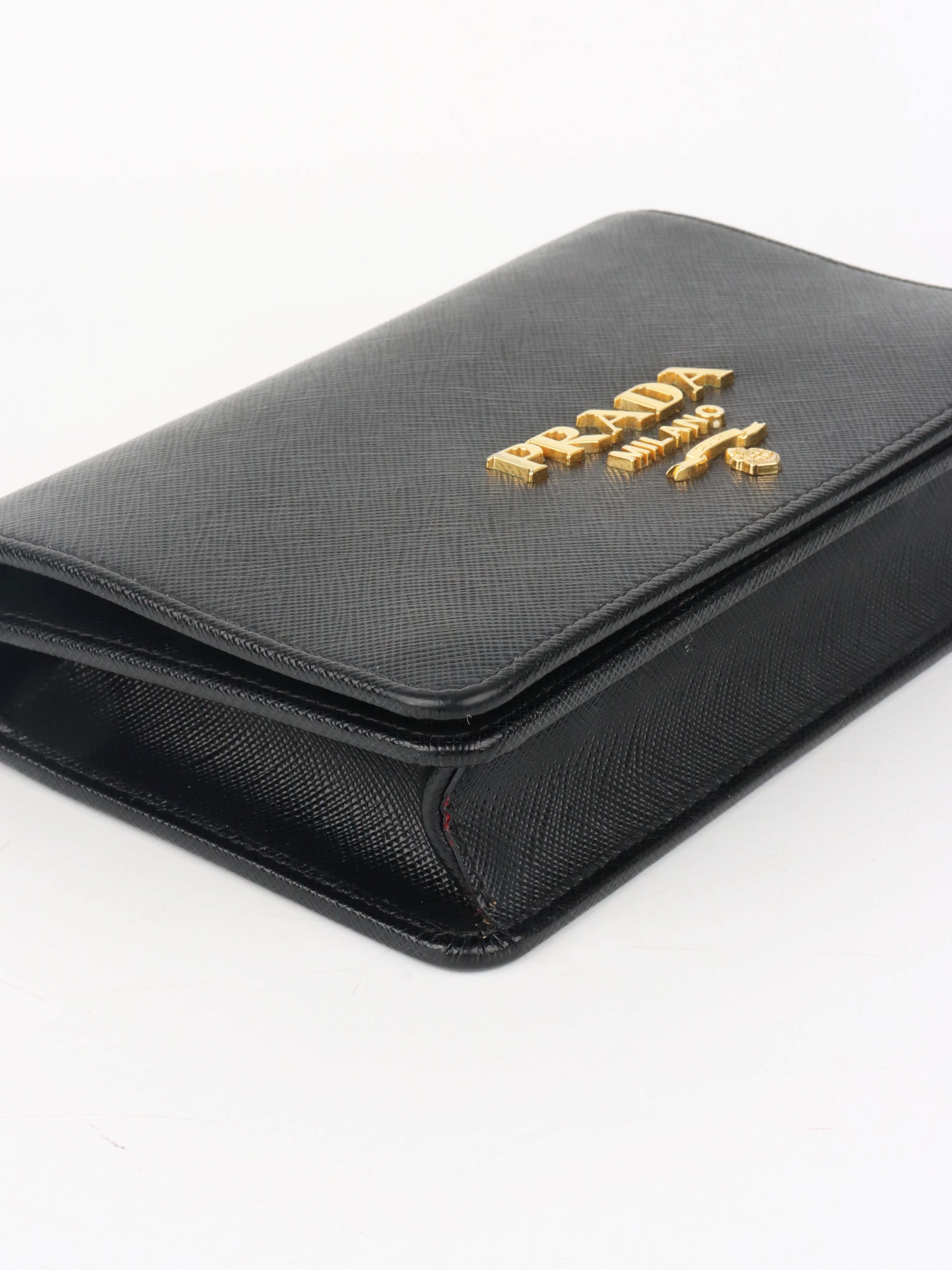 Prada Black Mini Saffiano Leather Bag.