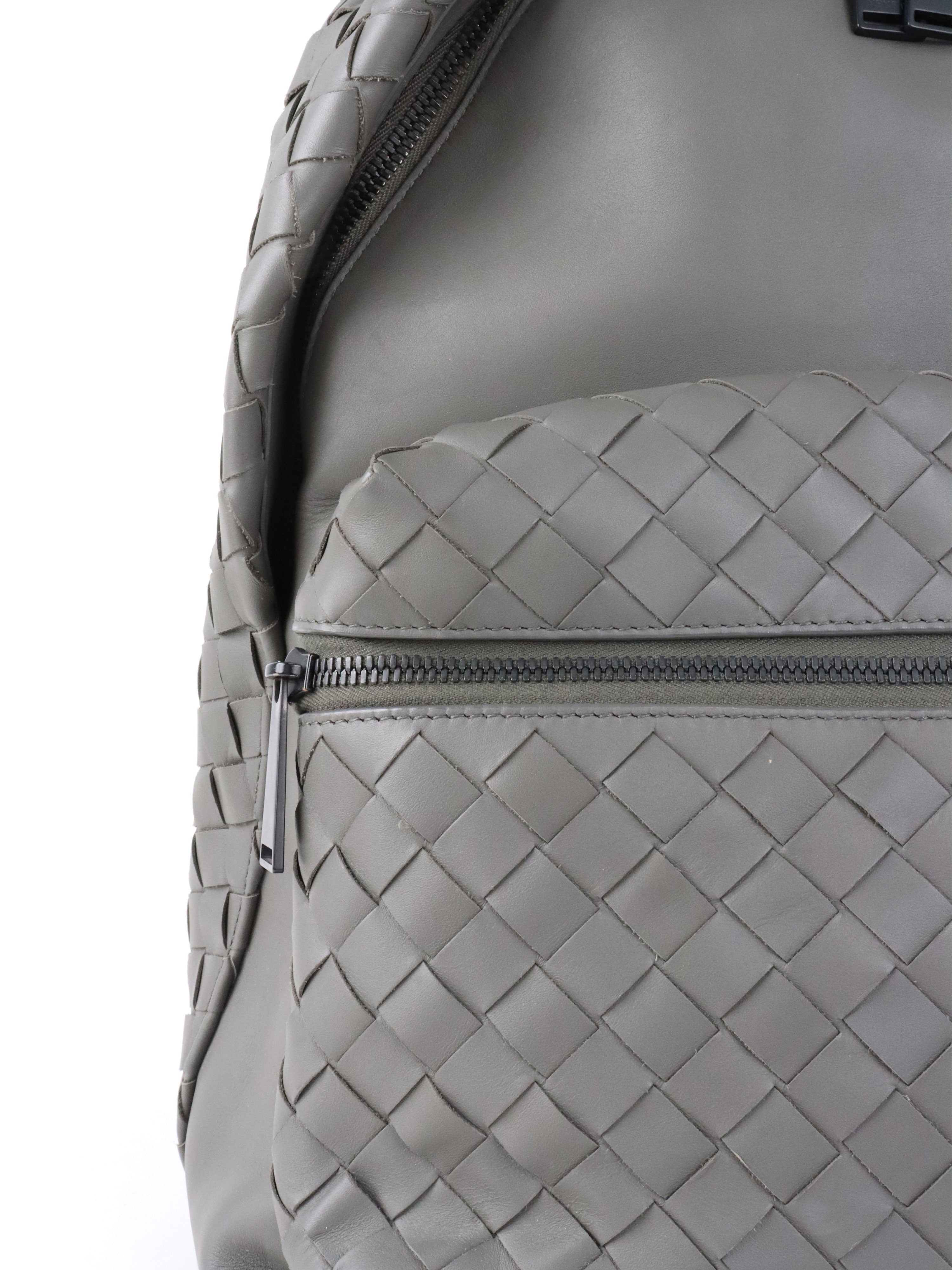 Bottega Veneta Grey Intrecciato Leather Backpack