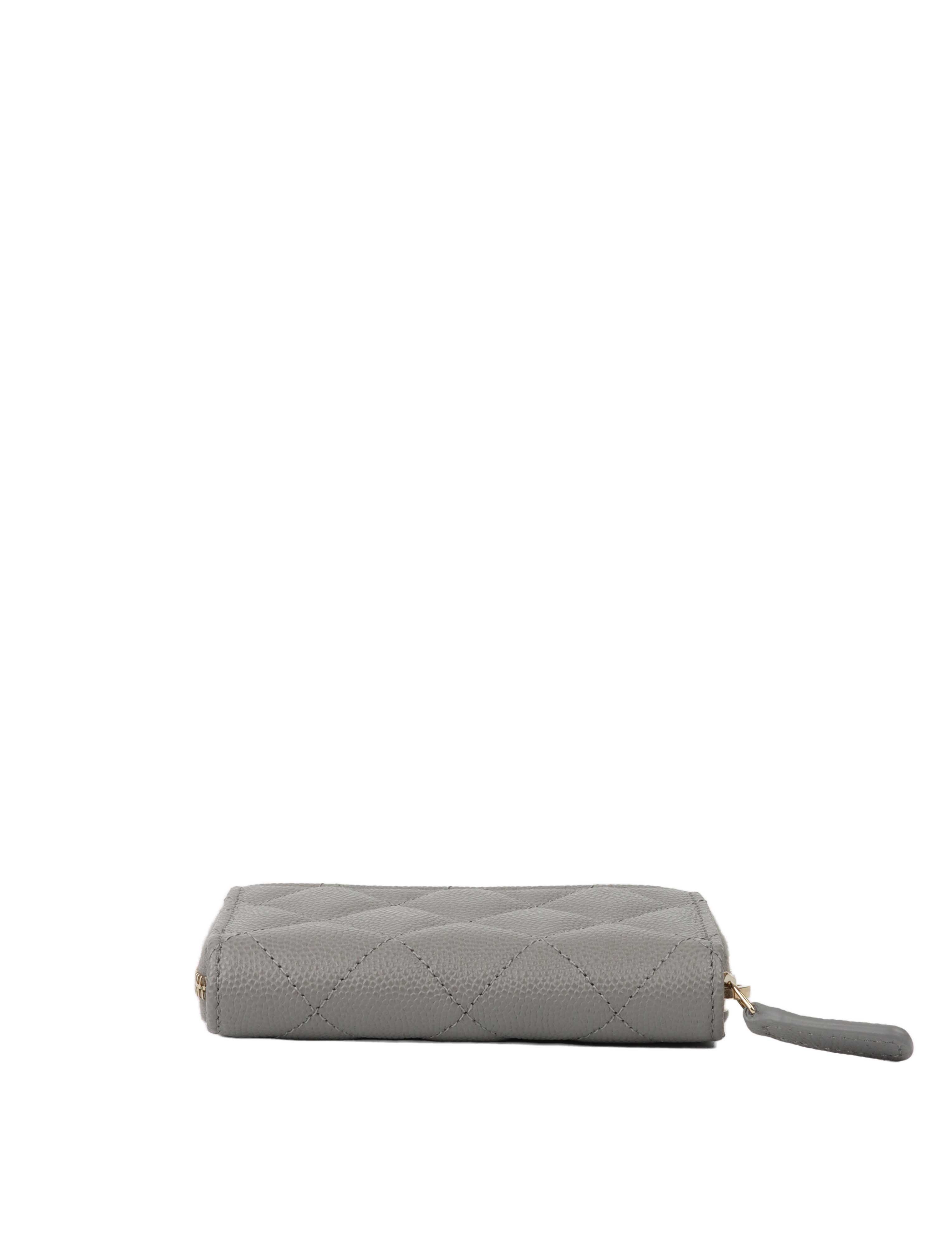 Chanel Grey Caviar Zip Classic Zipped Coin Purse.