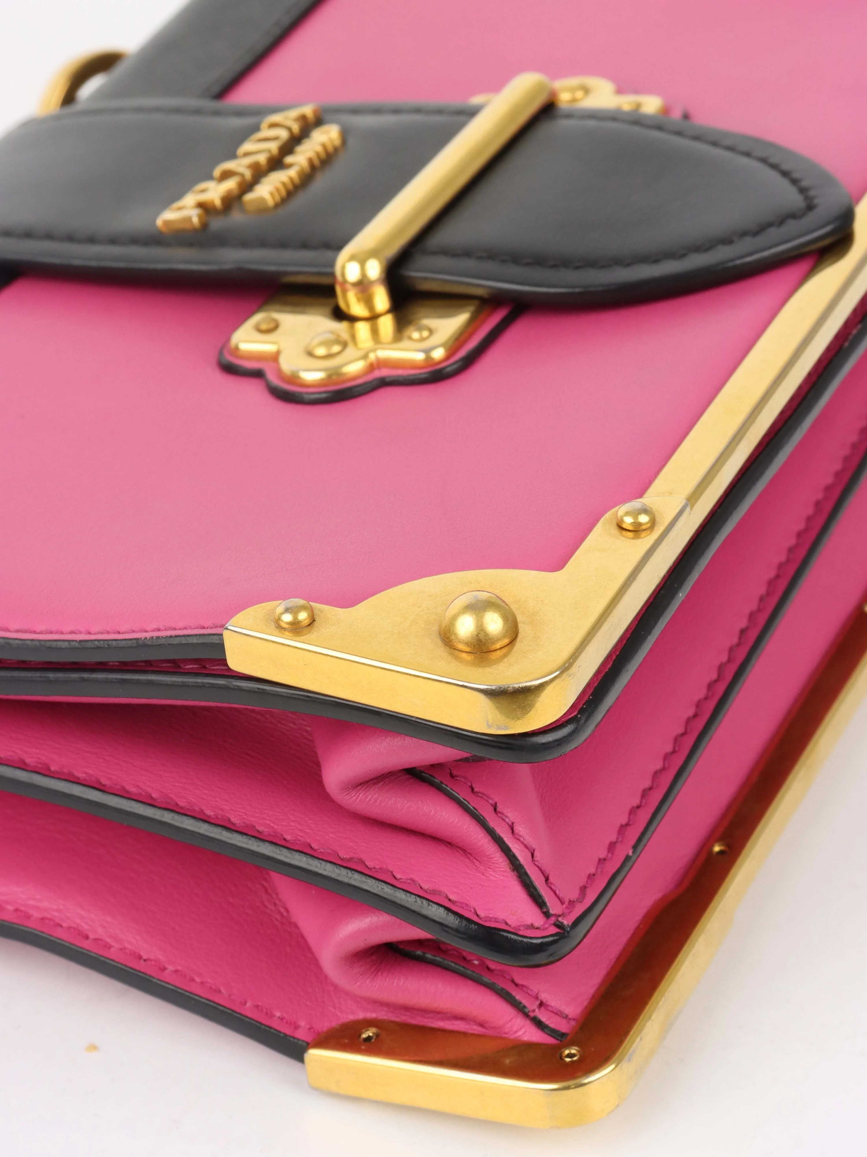 Prada Pink Cahier Leather Crossbody Bag.