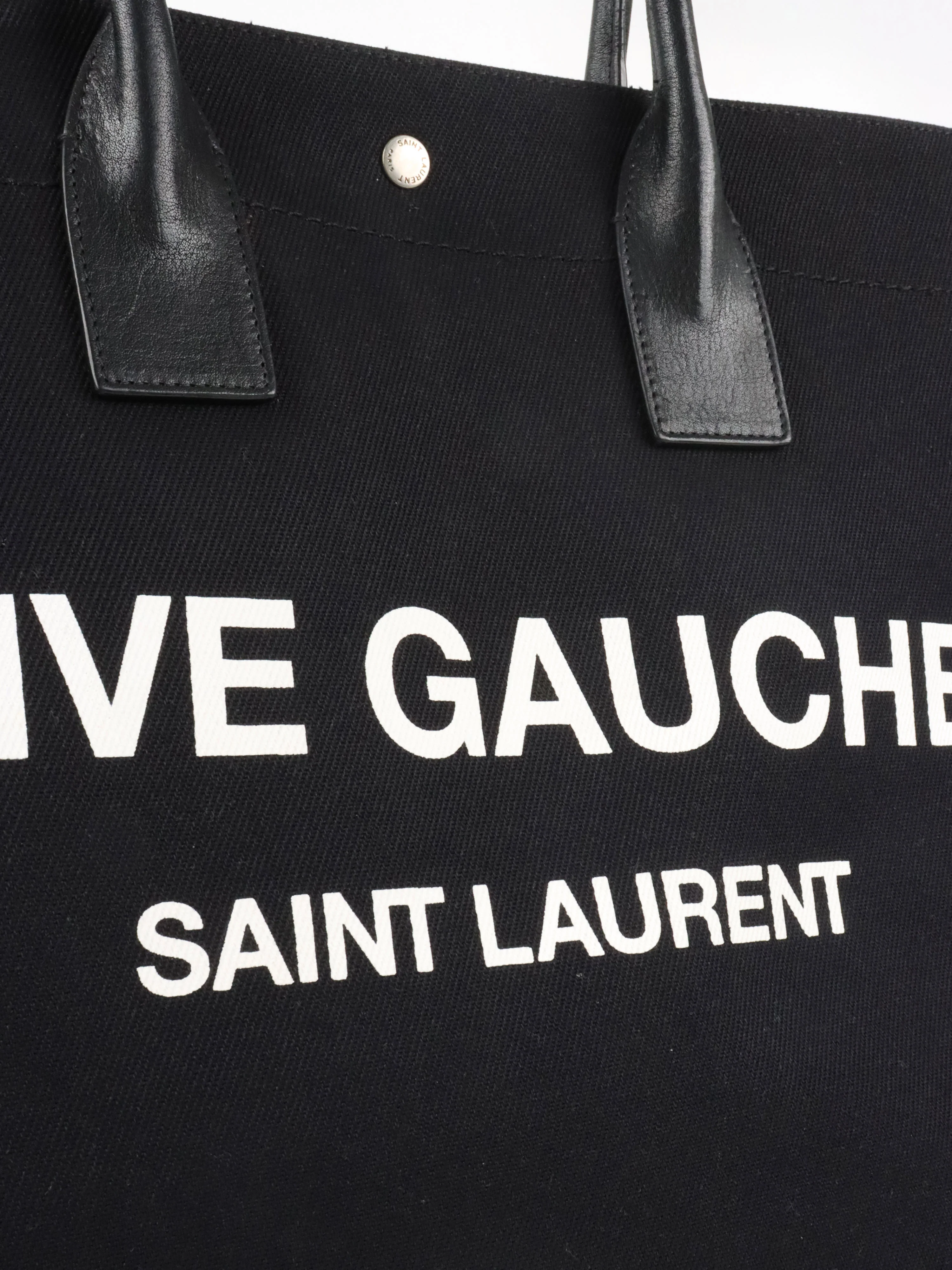 Saint Laurent Black Canvas Rive Gauche Large Tote Bag