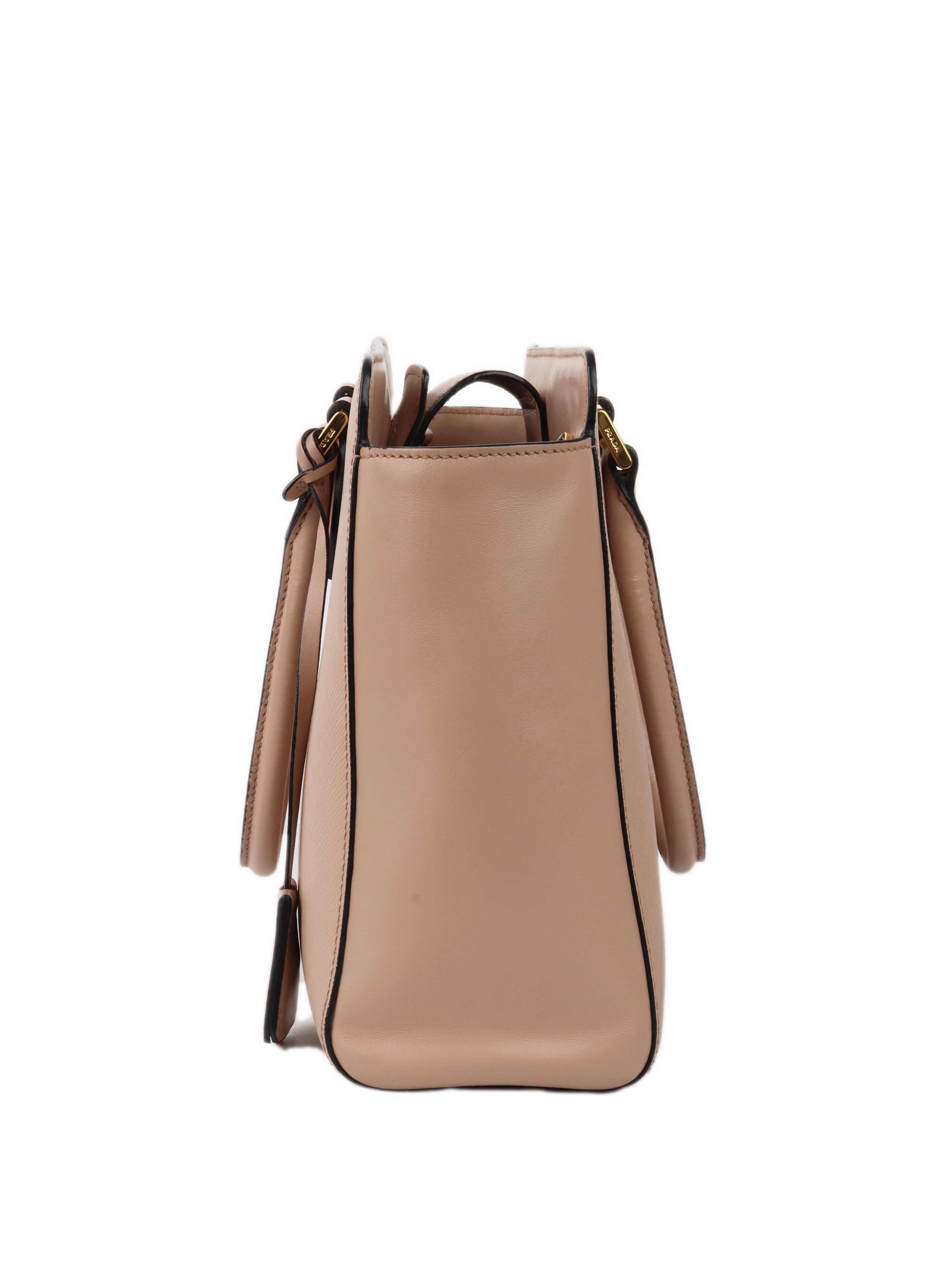 Prada Structured Beige Tote Bag.