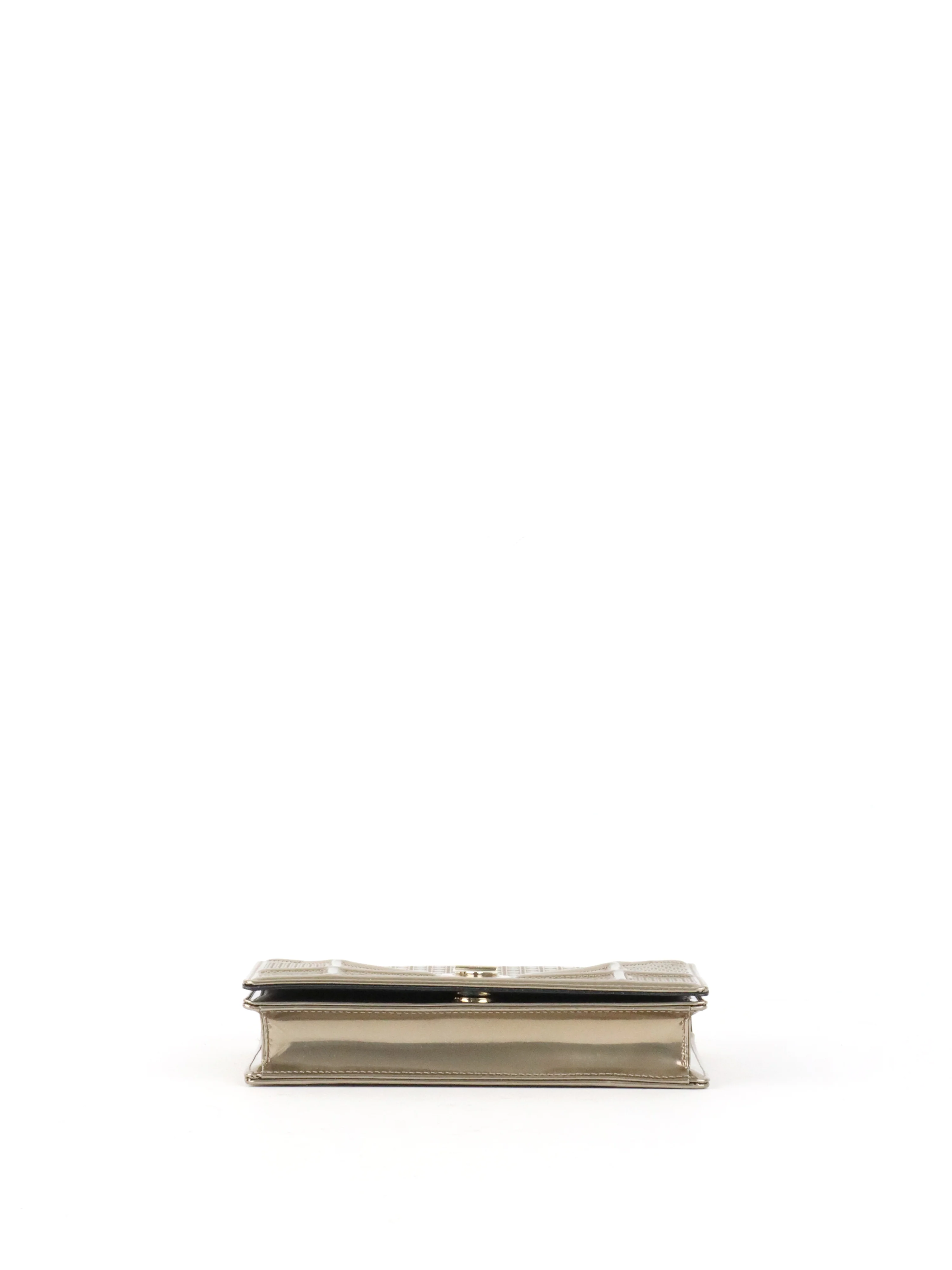 Dior Gold Metallic Diorama Wallet On Chain