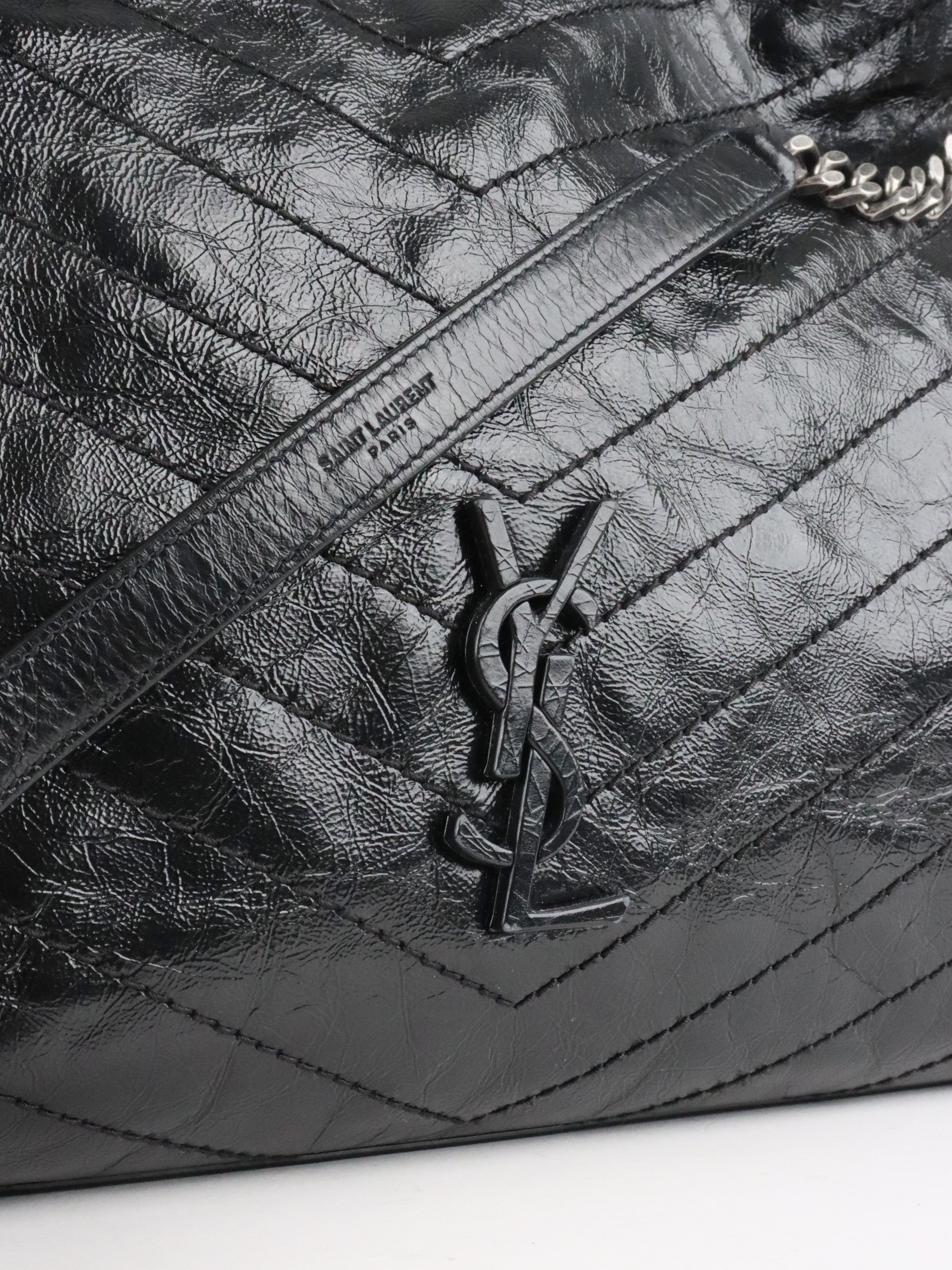 Saint Laurent Black Vintage Leather Niki Shopping Tote