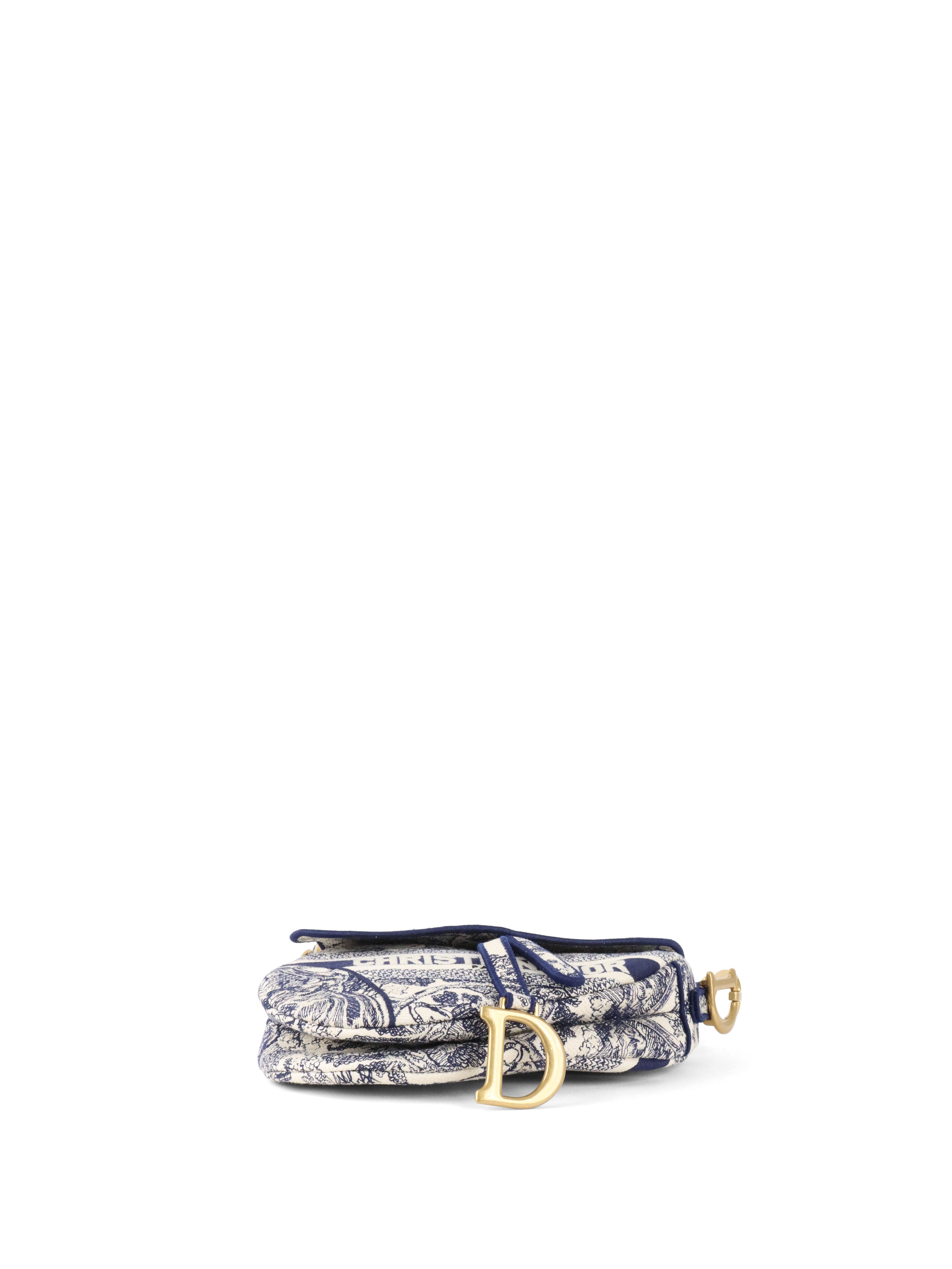 Dior Medium Blue Toile De Jouy Embroidered Saddle Bag