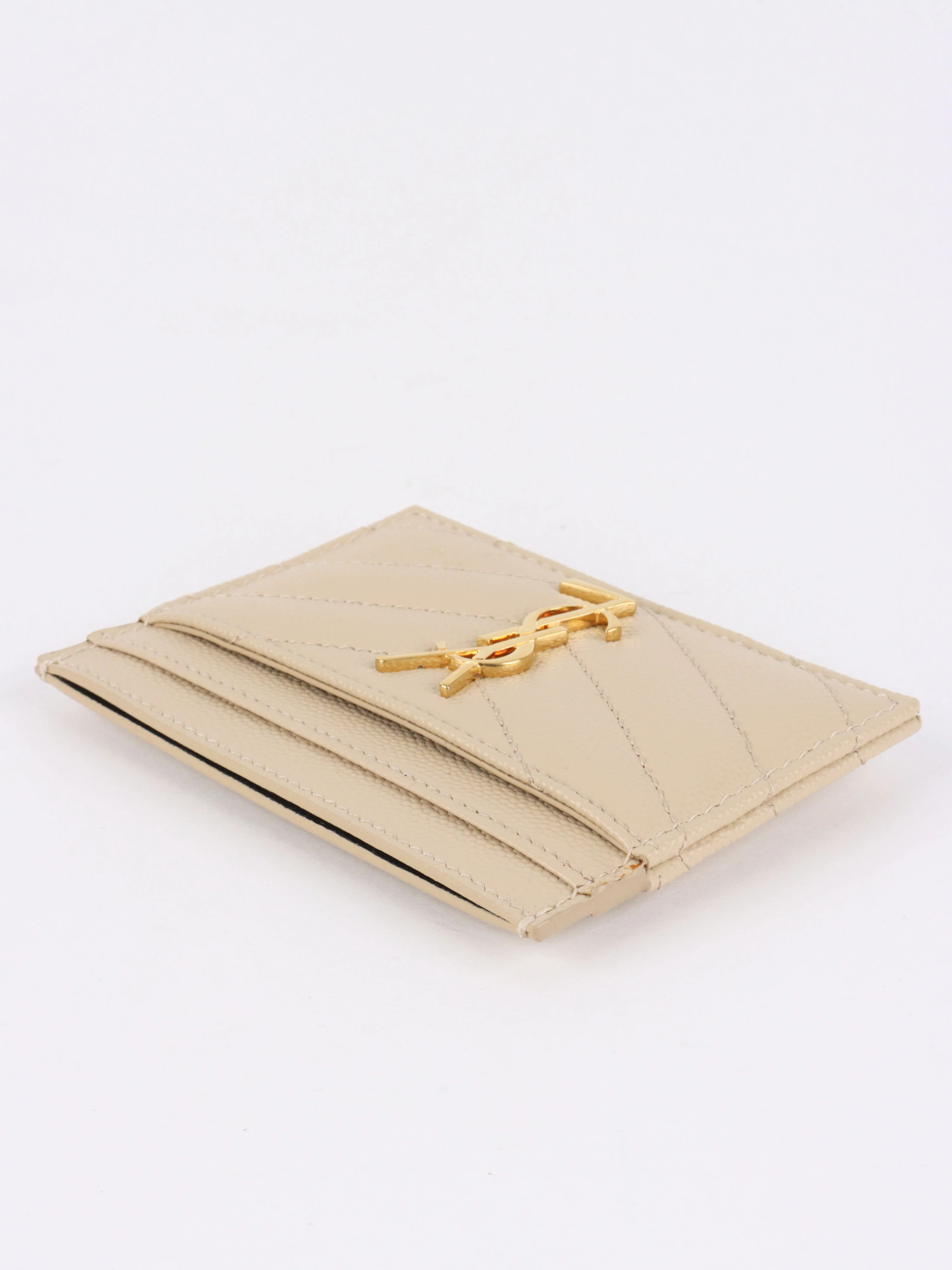 Saint Laurent Light Beige Cassandre Matelasse Card Holder