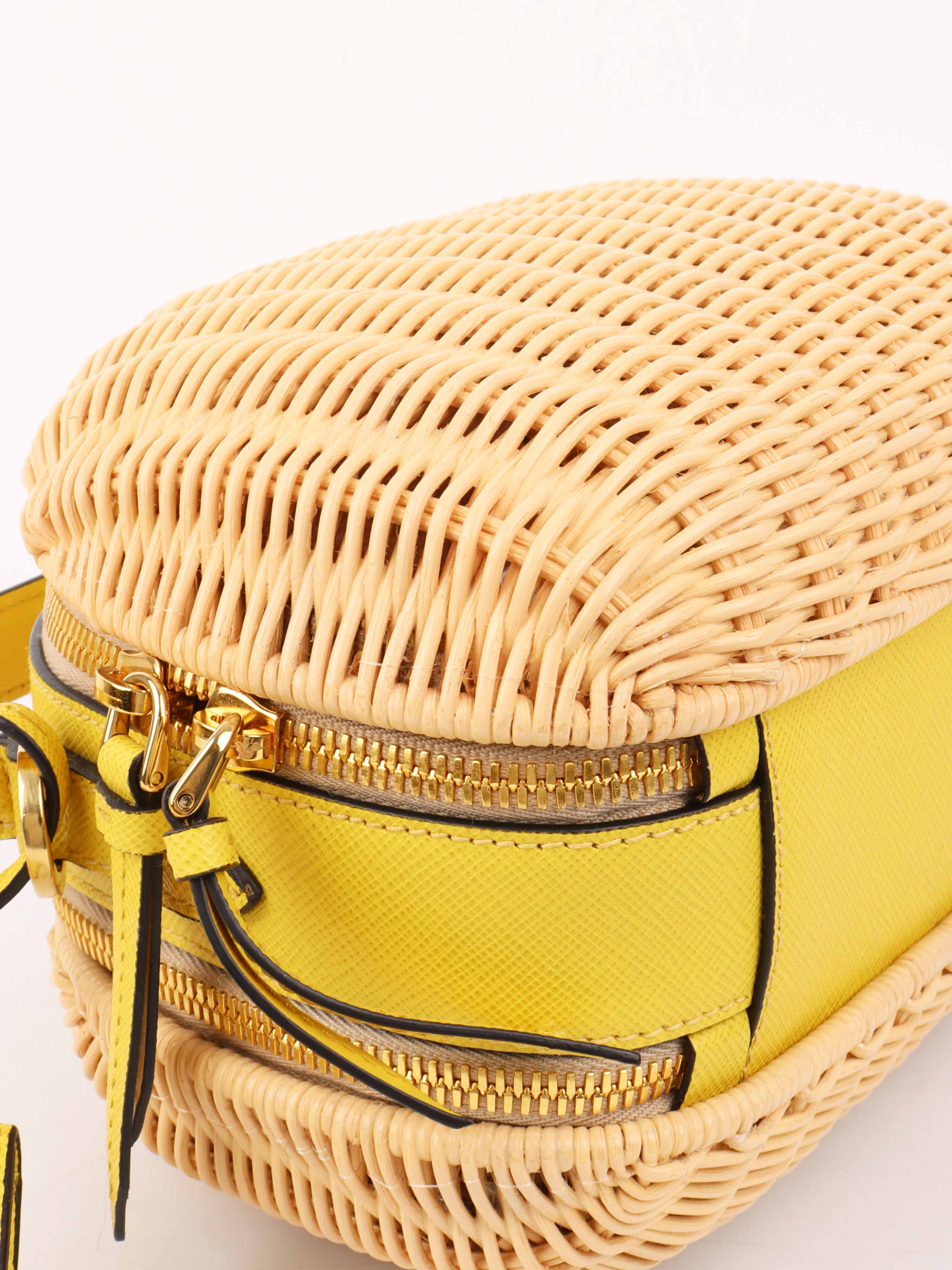 Prada Odette Yellow Wicker Bag.