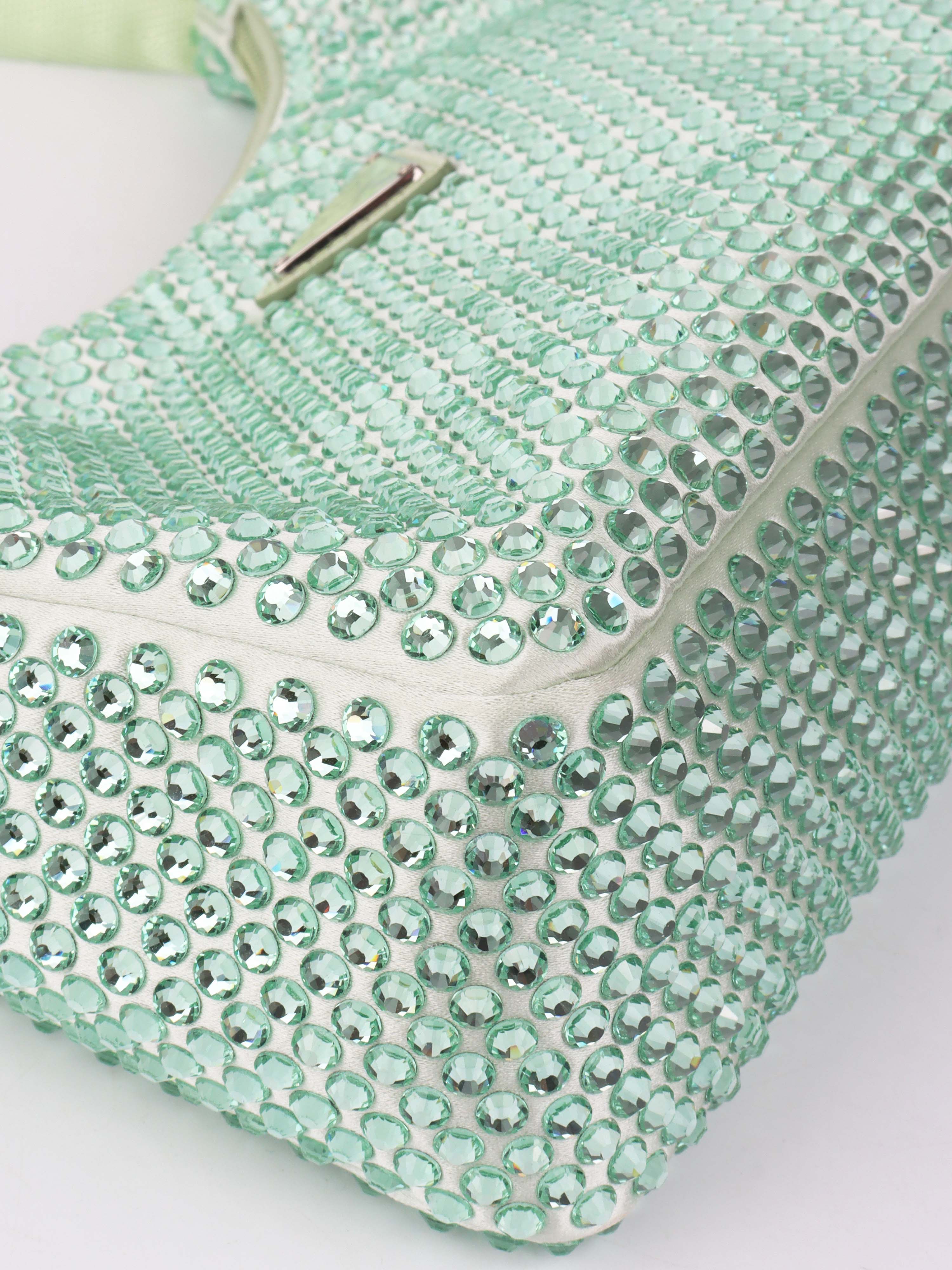 Prada Mint Green Crystal Re-Edition 2000 Shoulder Bag.