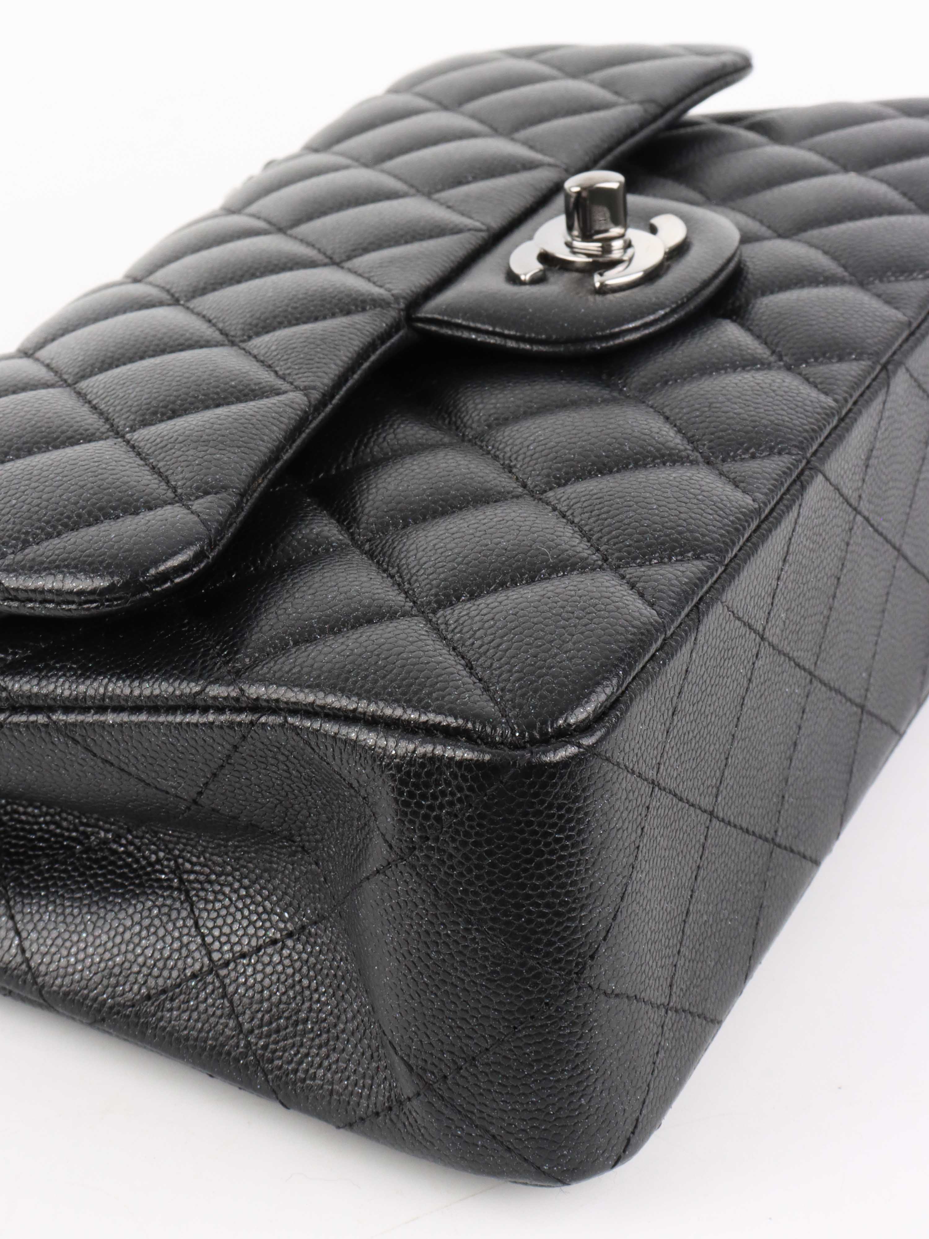 Chanel Small Black Iridescent Caviar Classic Flap SHW.