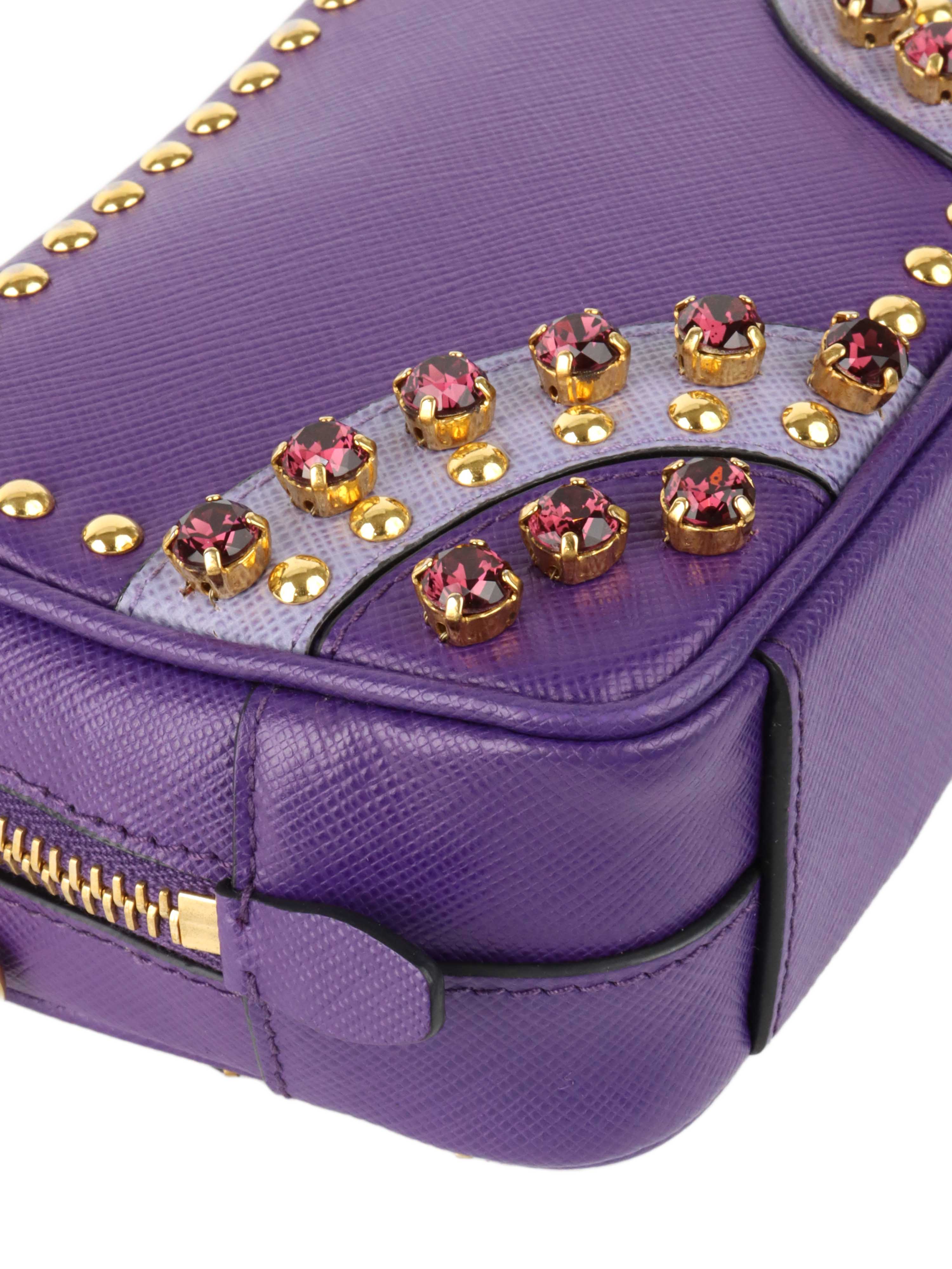 Prada Small Purple Saffiano Crossbody Bag.