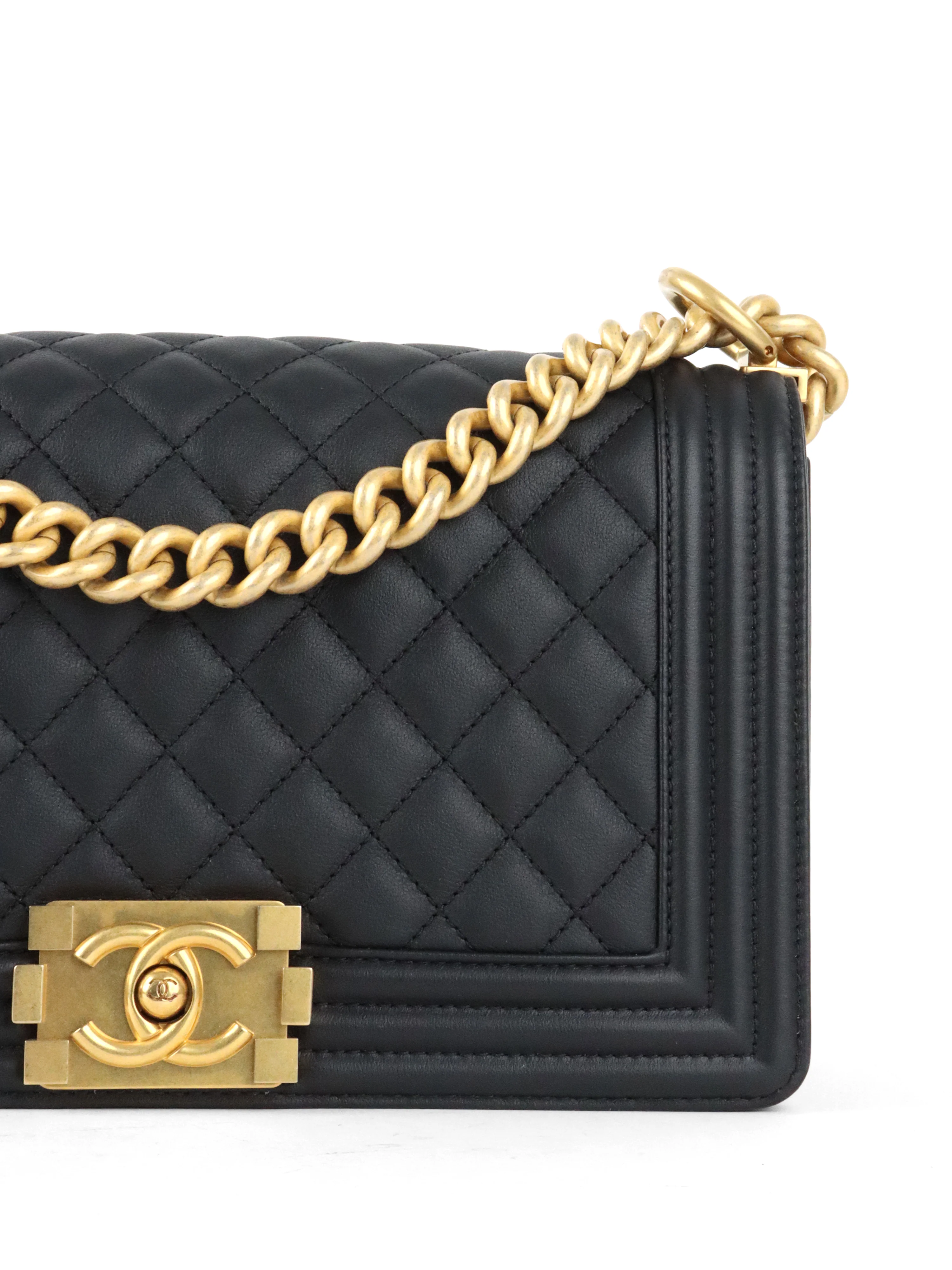 Chanel Black Matte Lambskin Medium Boy Bag GHW