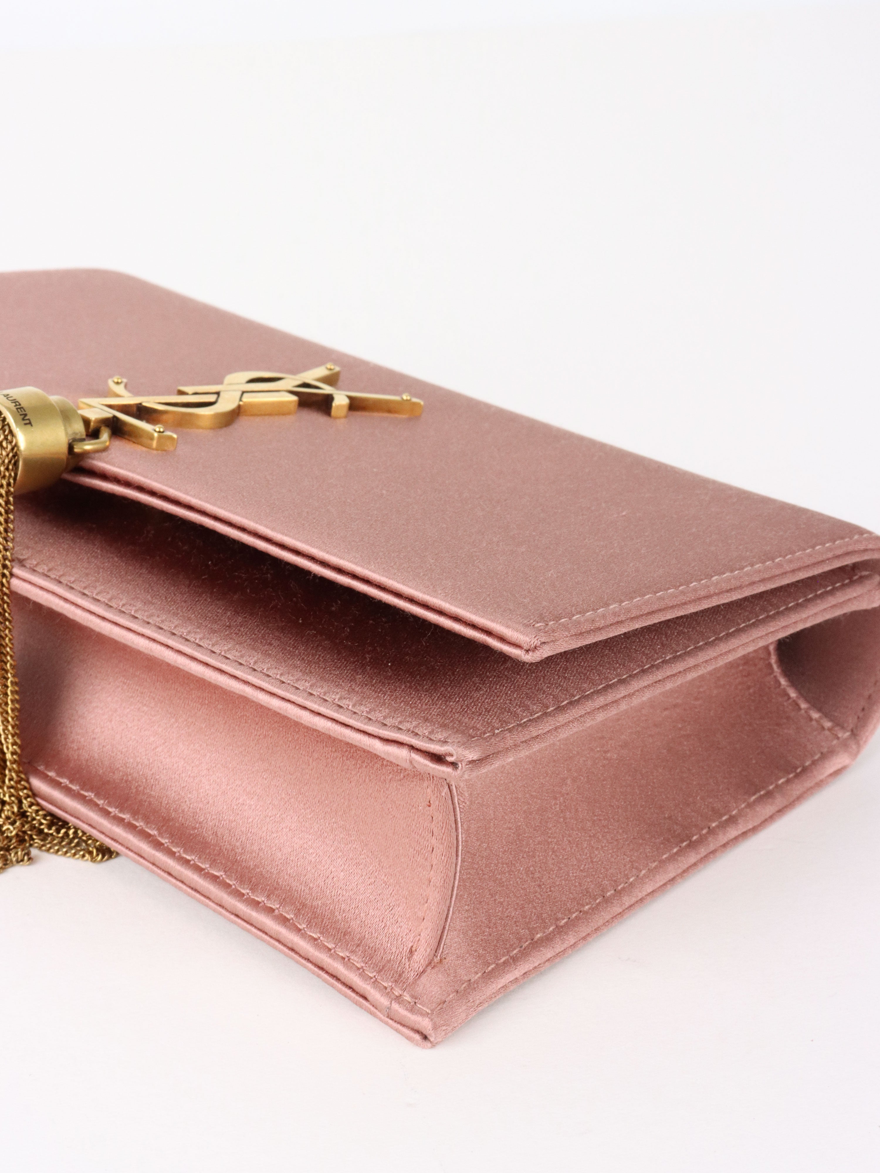 Saint Laurent Pink Satin Small Kate Tassel Bag GHW
