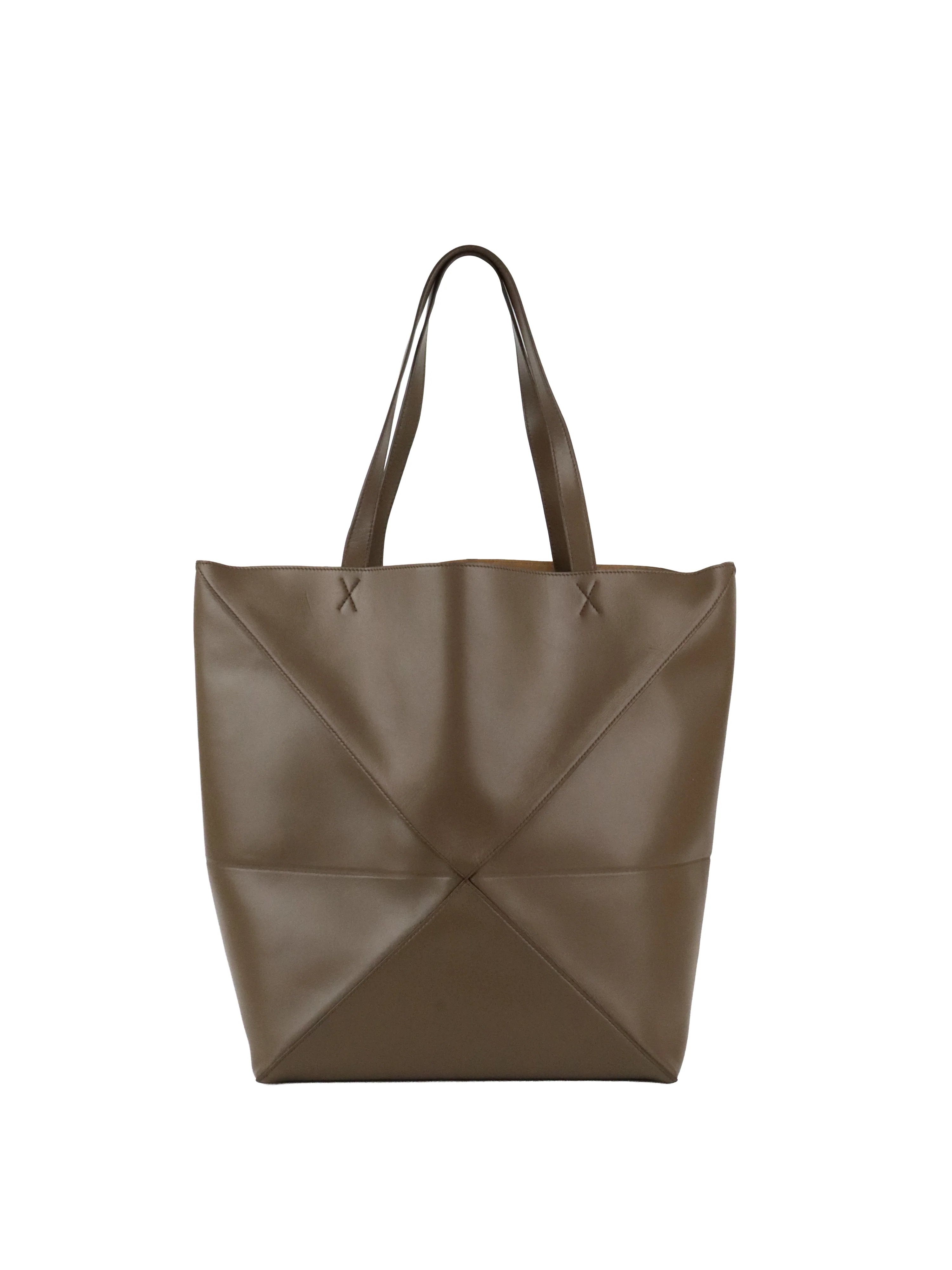 Loewe Large Dark Brown Puzzle Panelled Leather Tote Bag