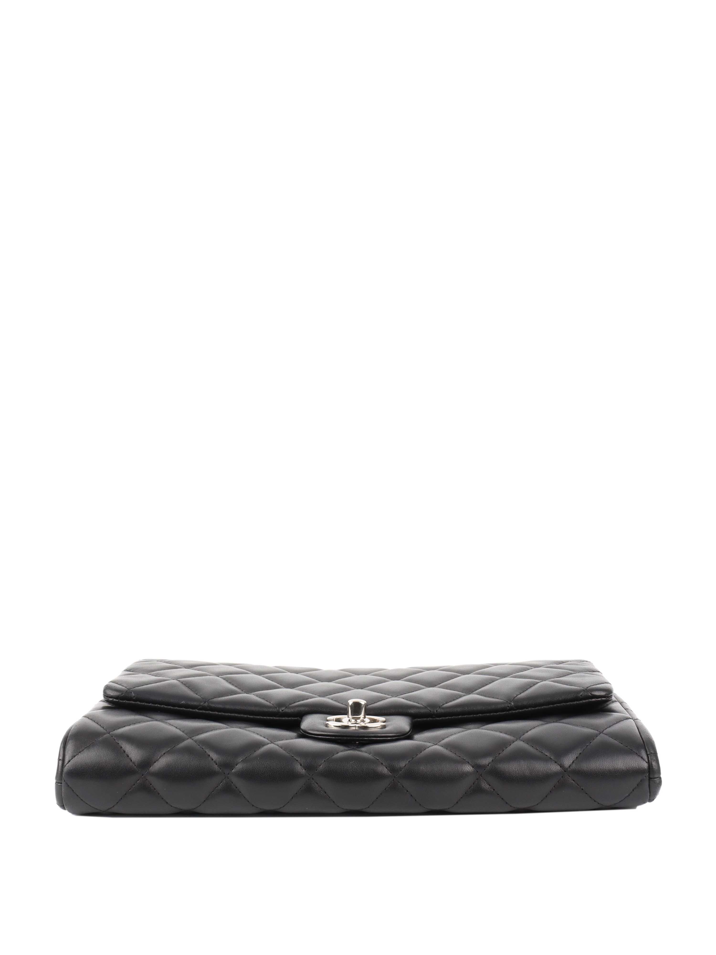 Chanel Black Lambskin Shoulder Clutch.