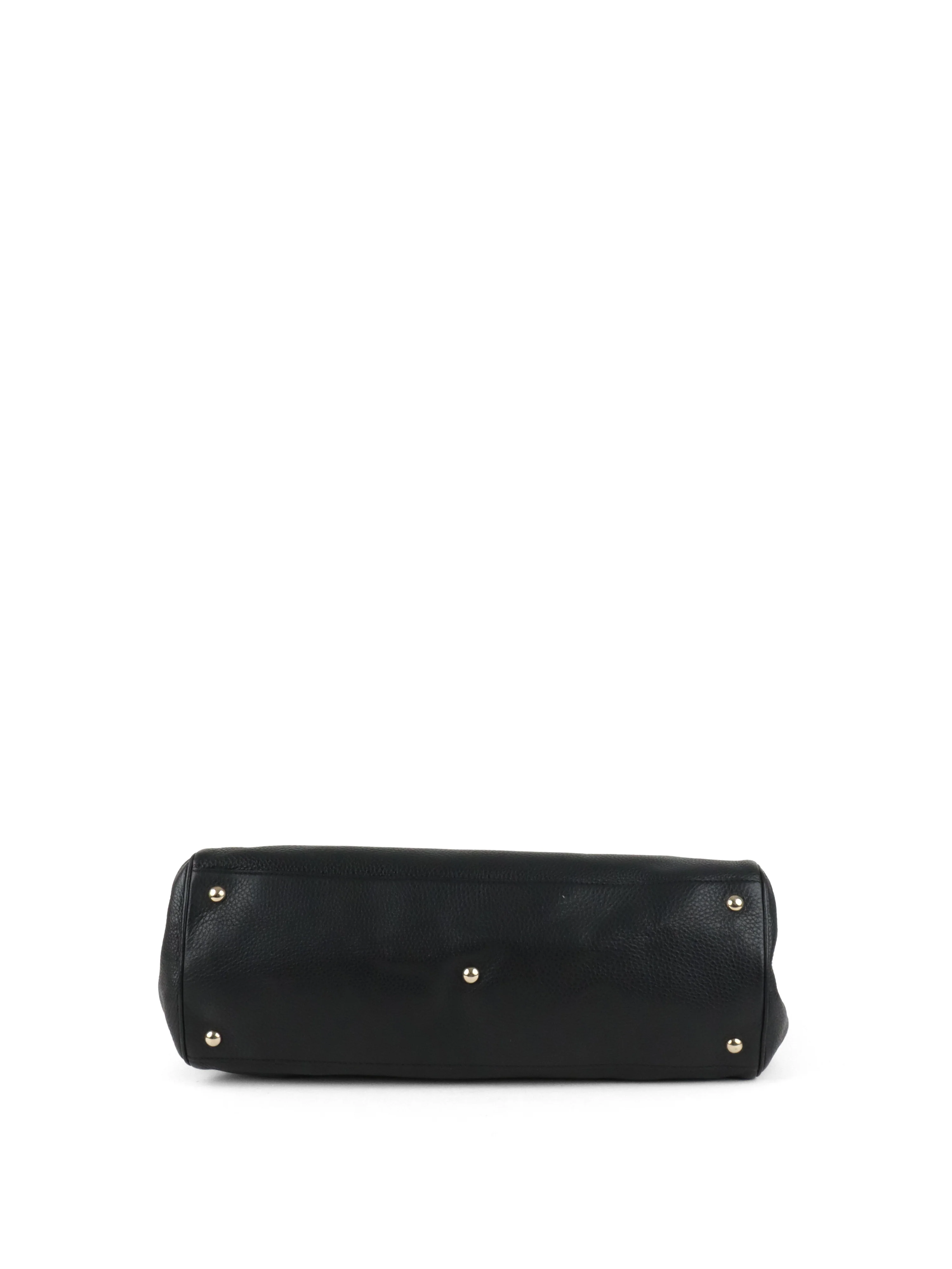 Gucci Bamboo Handle Large Black Leather Shopper Tote